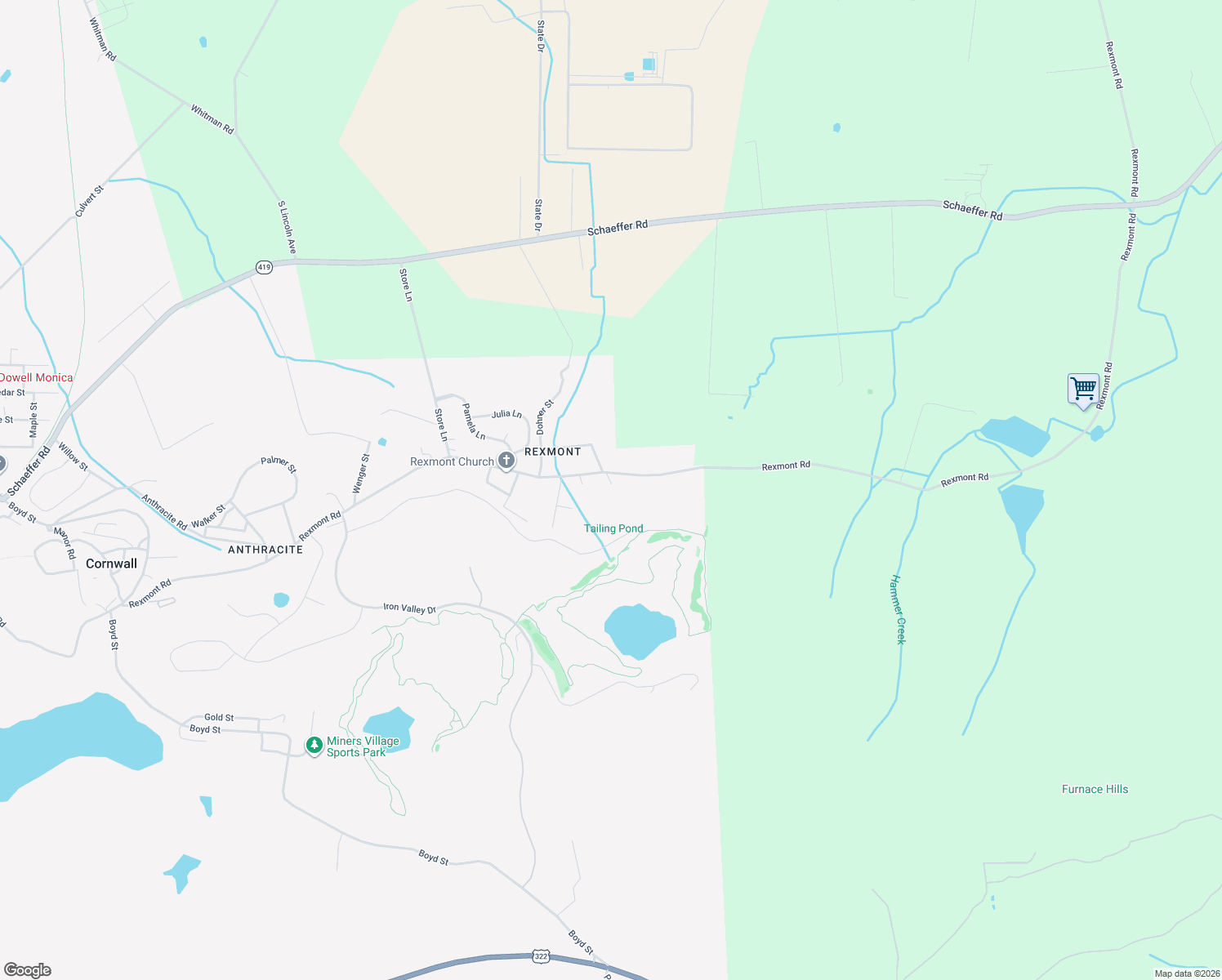 map of restaurants, bars, coffee shops, grocery stores, and more near 368 Rexmont Road in Lebanon