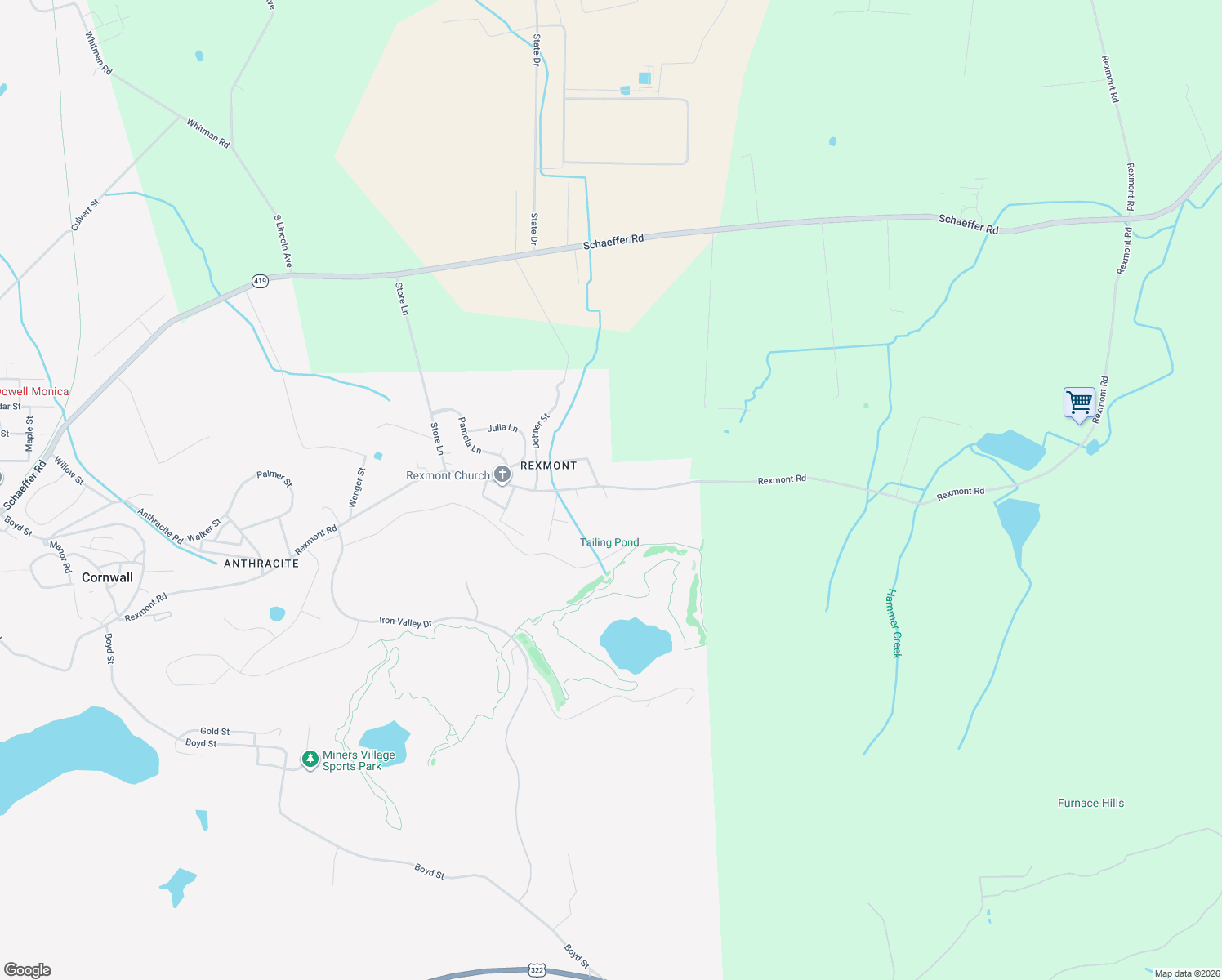 map of restaurants, bars, coffee shops, grocery stores, and more near 368 Rexmont Road in Lebanon