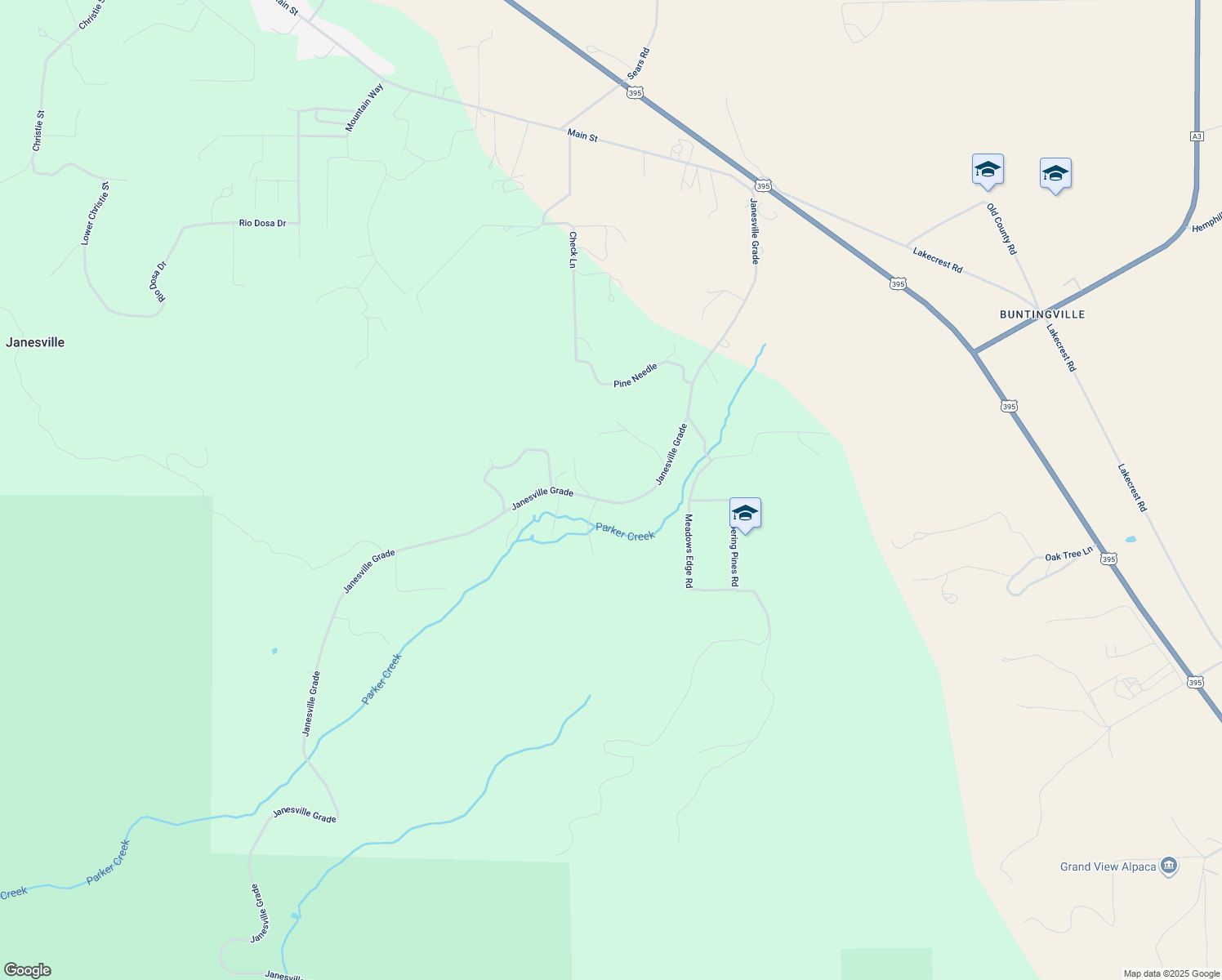 map of restaurants, bars, coffee shops, grocery stores, and more near 461-955 Janesville Grade in Janesville