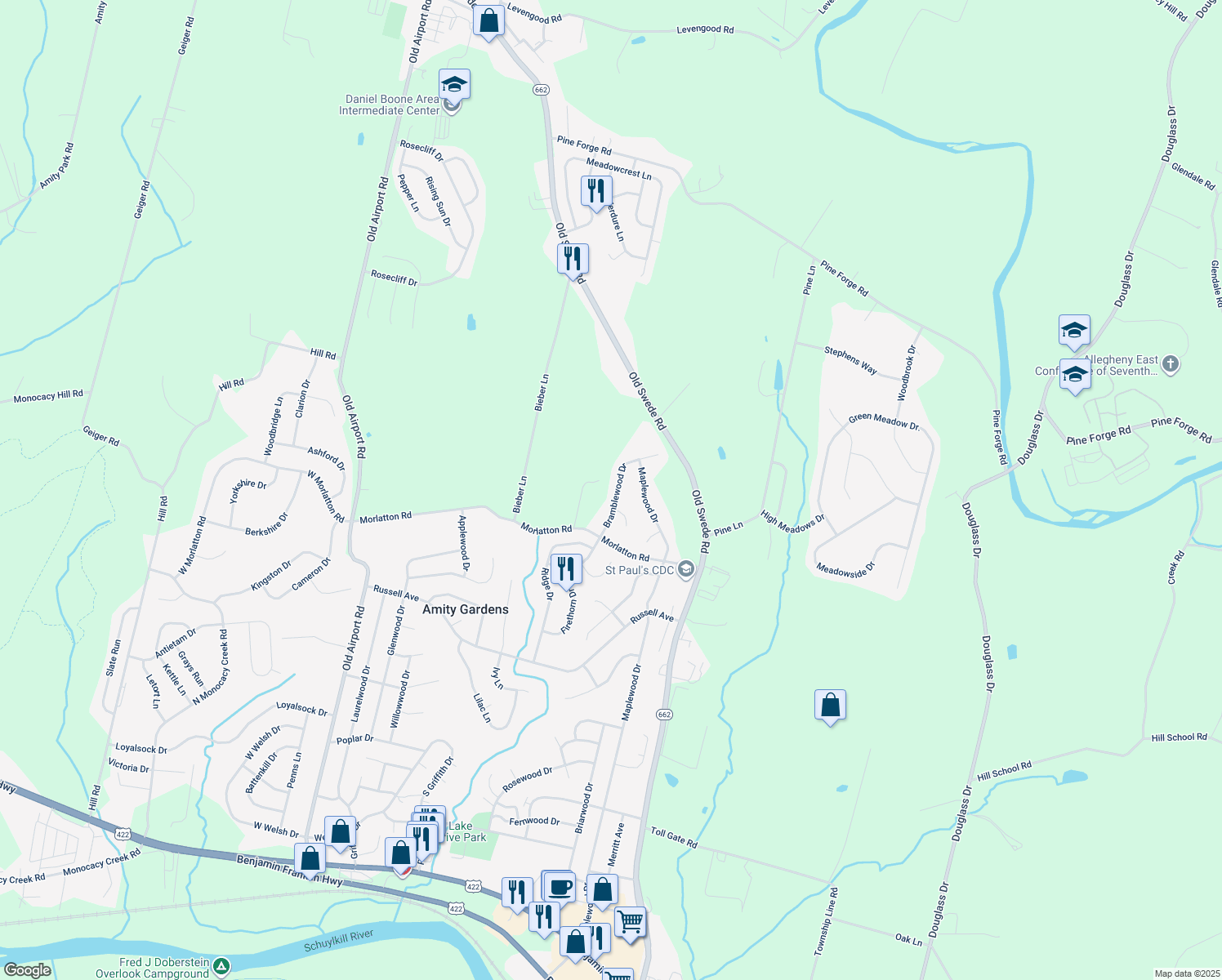 map of restaurants, bars, coffee shops, grocery stores, and more near 805 Bramblewood Drive in Douglassville