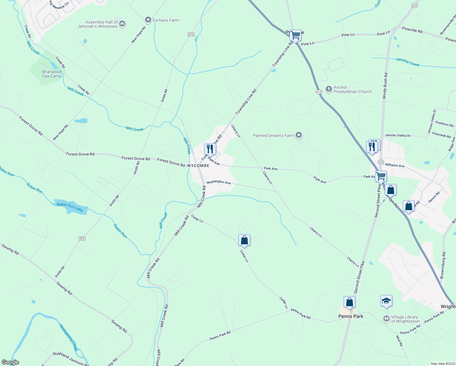 map of restaurants, bars, coffee shops, grocery stores, and more near 1066 Washington Avenue in Newtown
