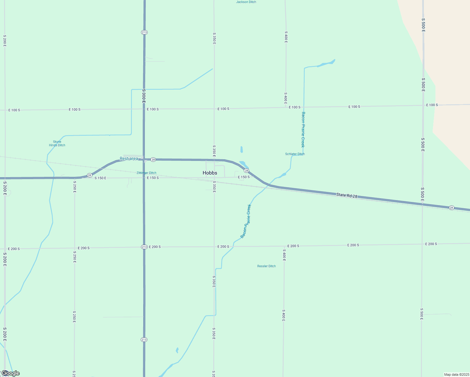 map of restaurants, bars, coffee shops, grocery stores, and more near 1549 South 350 East in Tipton