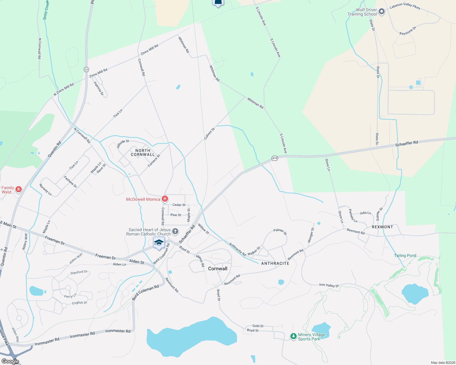map of restaurants, bars, coffee shops, grocery stores, and more near 191 Schaeffer Road in Lebanon