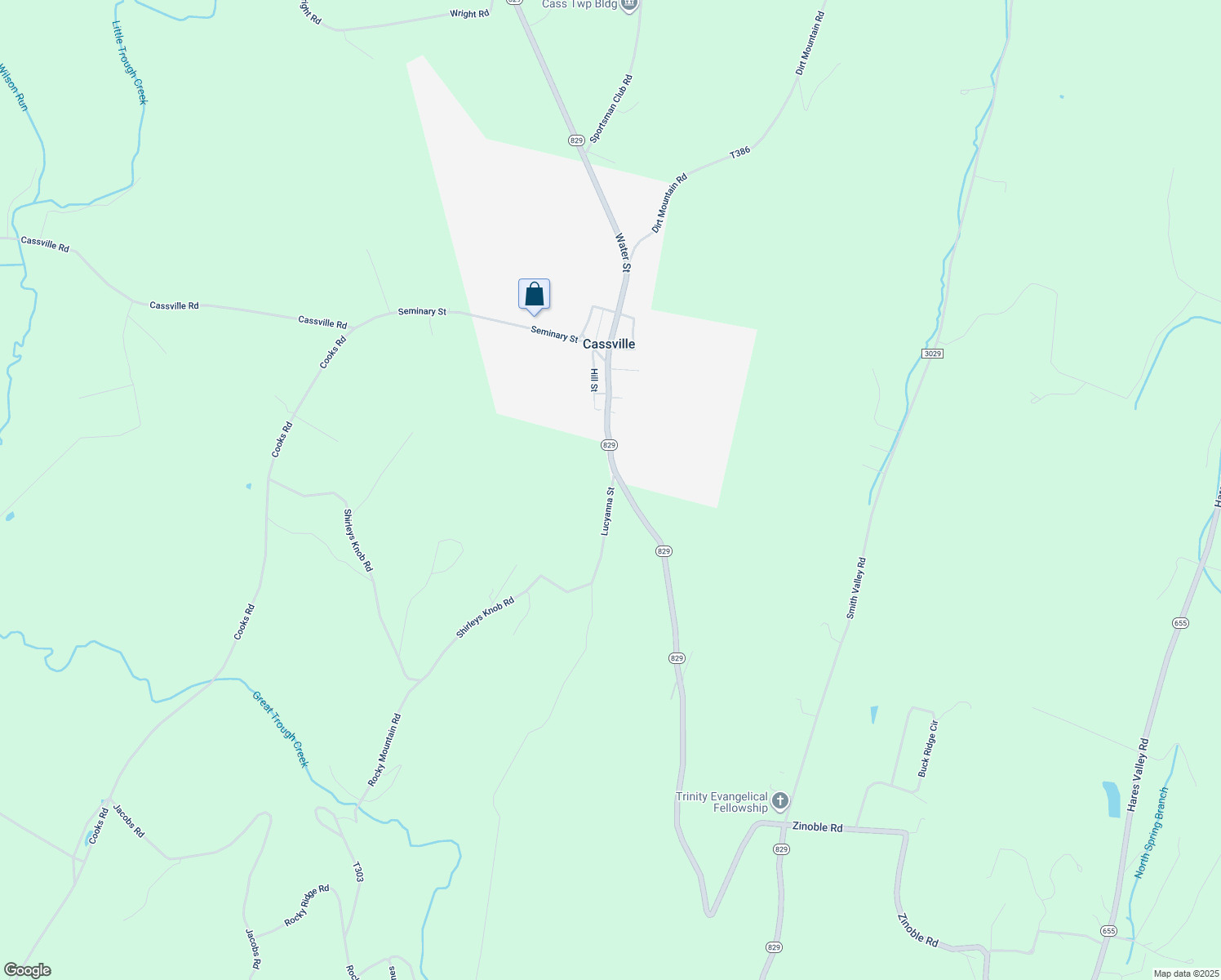 map of restaurants, bars, coffee shops, grocery stores, and more near Lucyanna Street in Cassville