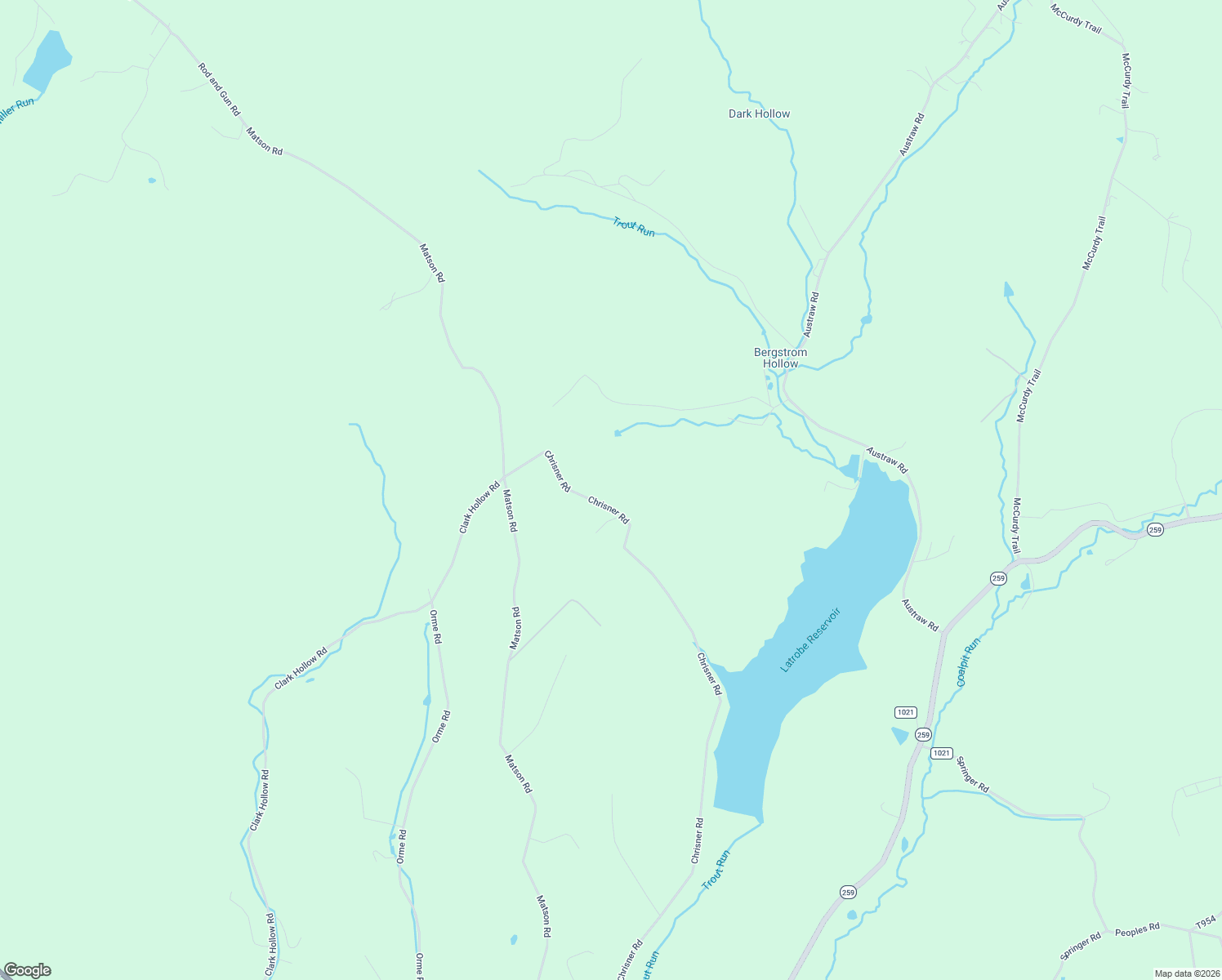 map of restaurants, bars, coffee shops, grocery stores, and more near 318 Chrisner Road in Ligonier
