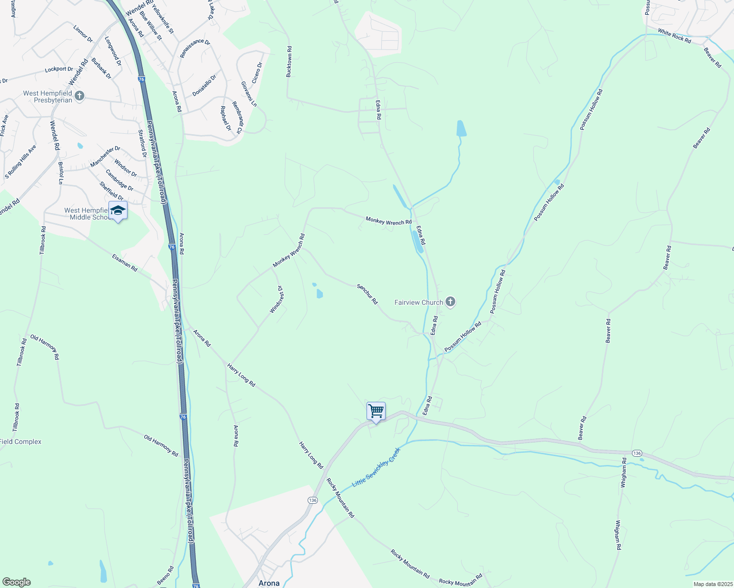 map of restaurants, bars, coffee shops, grocery stores, and more near 130 Senchur Road in Greensburg