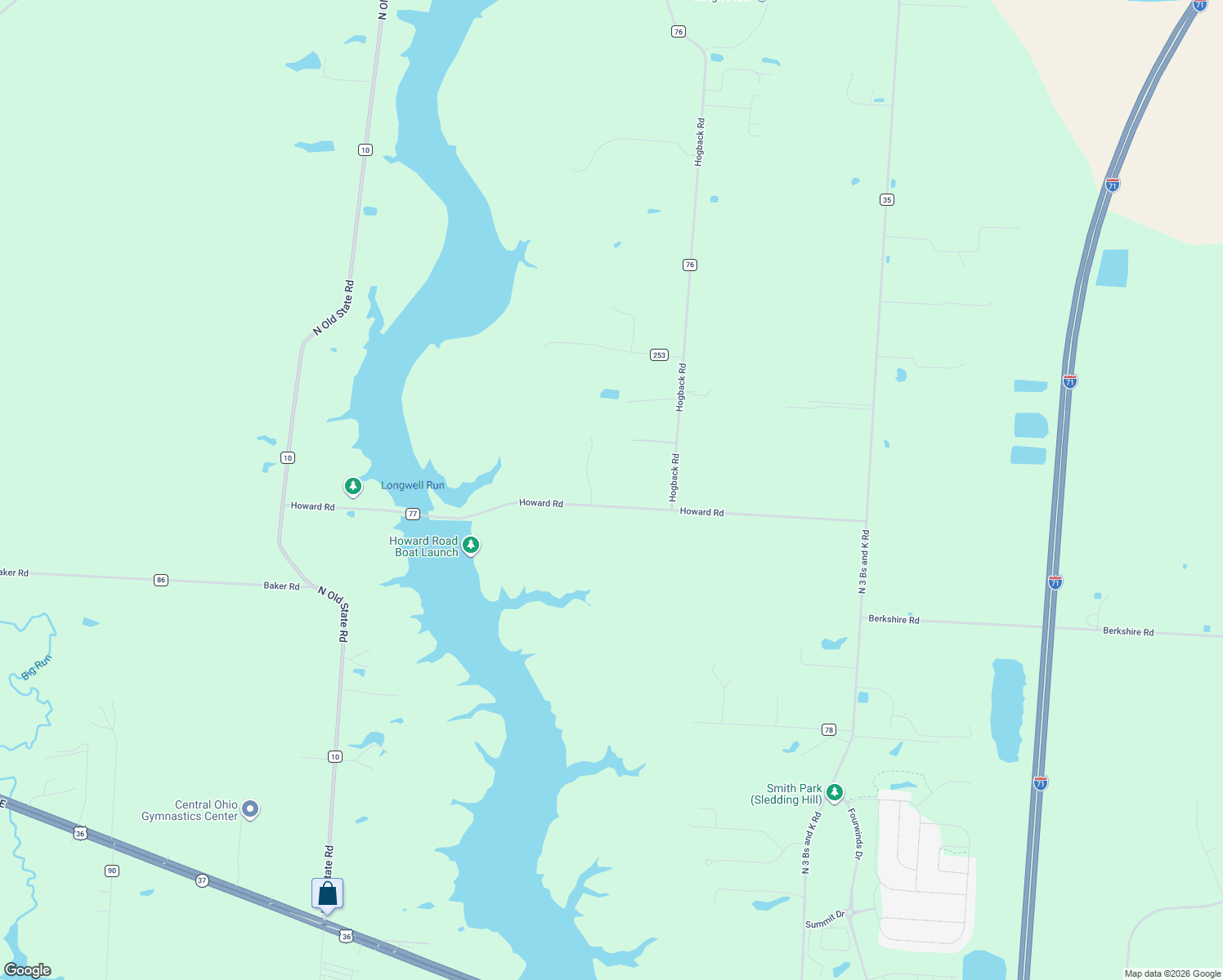 map of restaurants, bars, coffee shops, grocery stores, and more near 6315 Howard Road in Sunbury