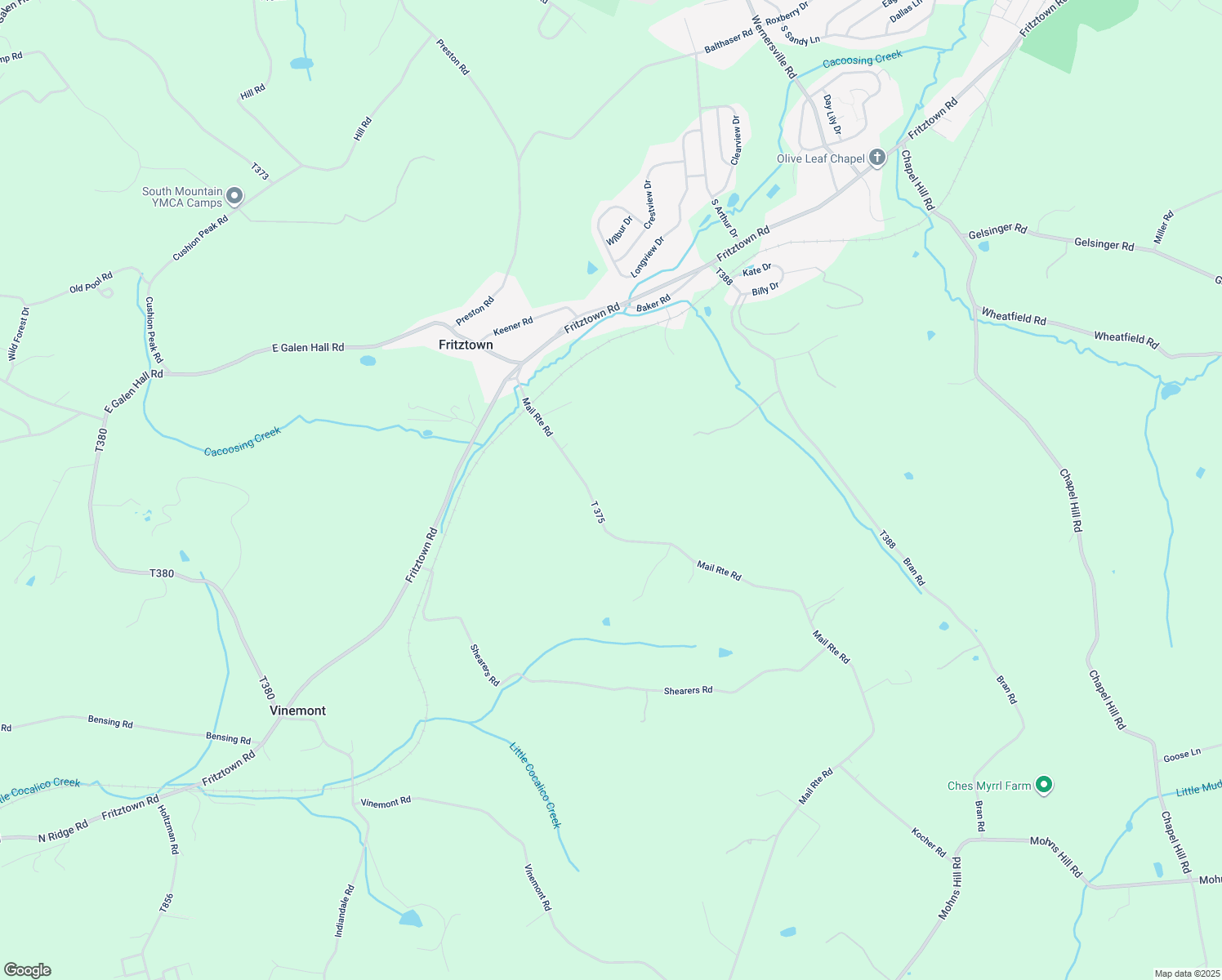 map of restaurants, bars, coffee shops, grocery stores, and more near 121 Mail Route Road in Sinking Spring