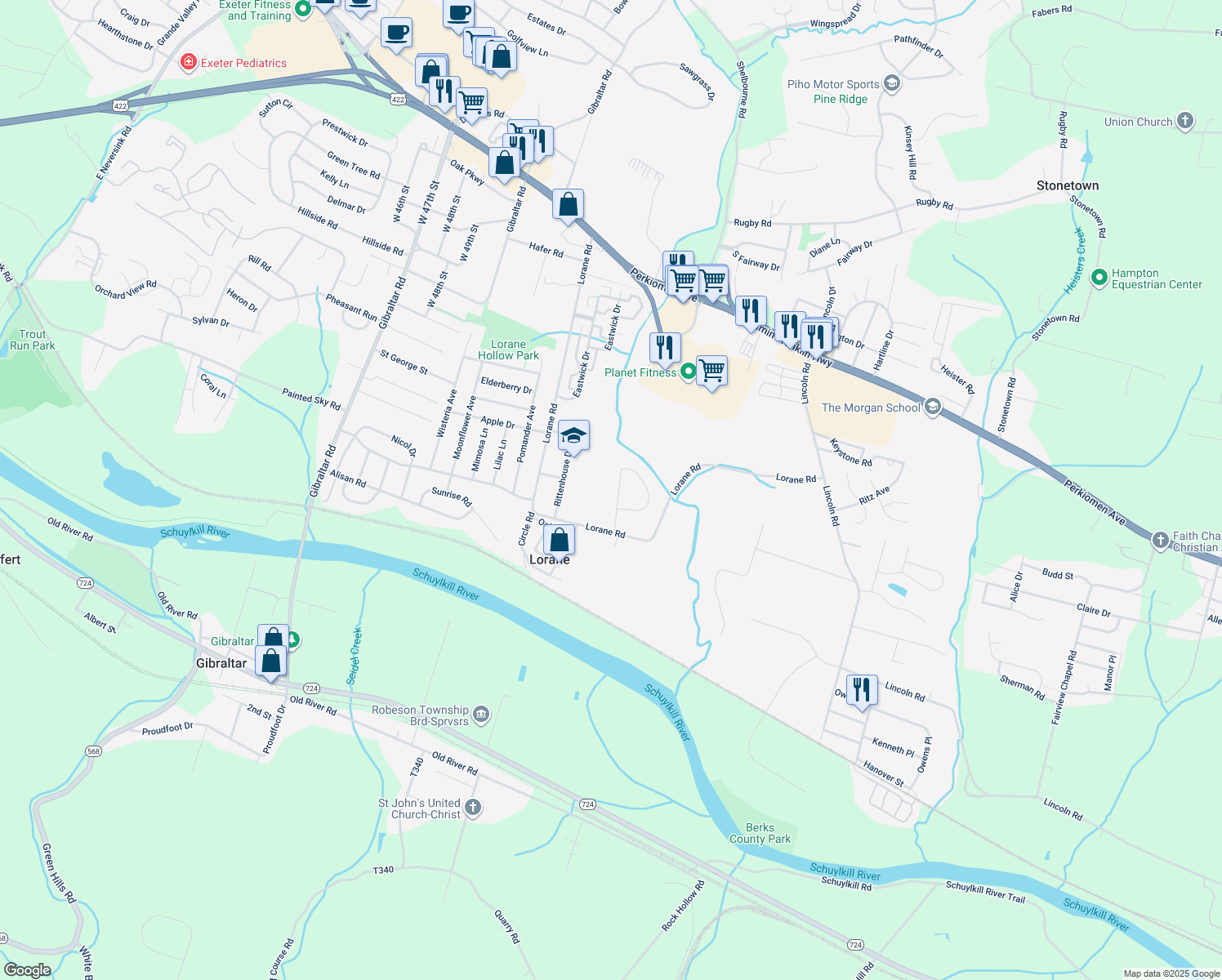 map of restaurants, bars, coffee shops, grocery stores, and more near 780 Ahrens Rd in Reading