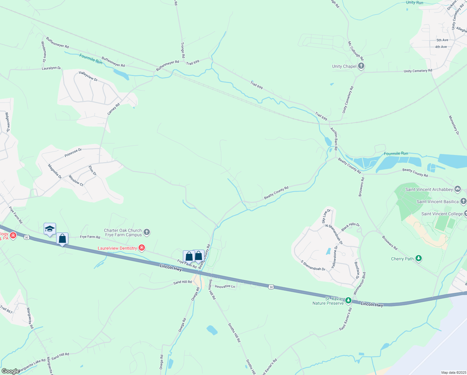 map of restaurants, bars, coffee shops, grocery stores, and more near 123 Ransel Road in Latrobe