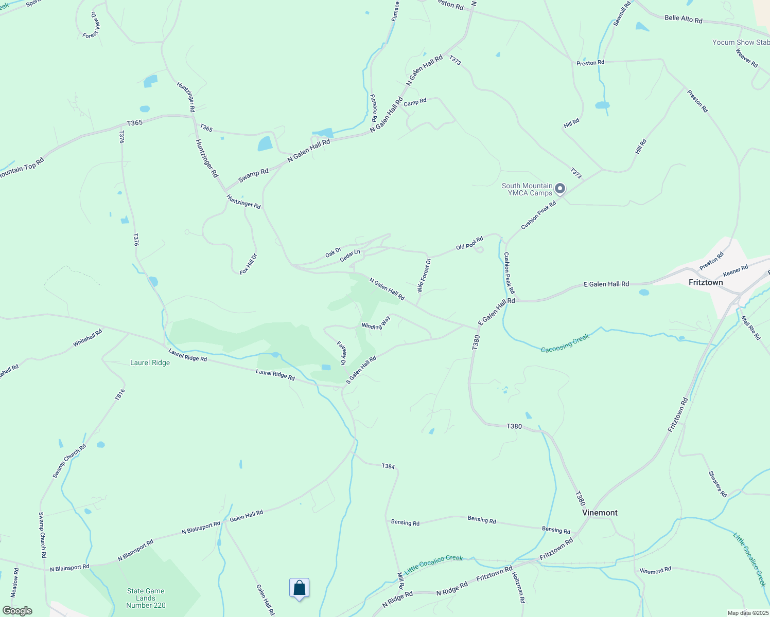 map of restaurants, bars, coffee shops, grocery stores, and more near 215 Winding Way in Wernersville