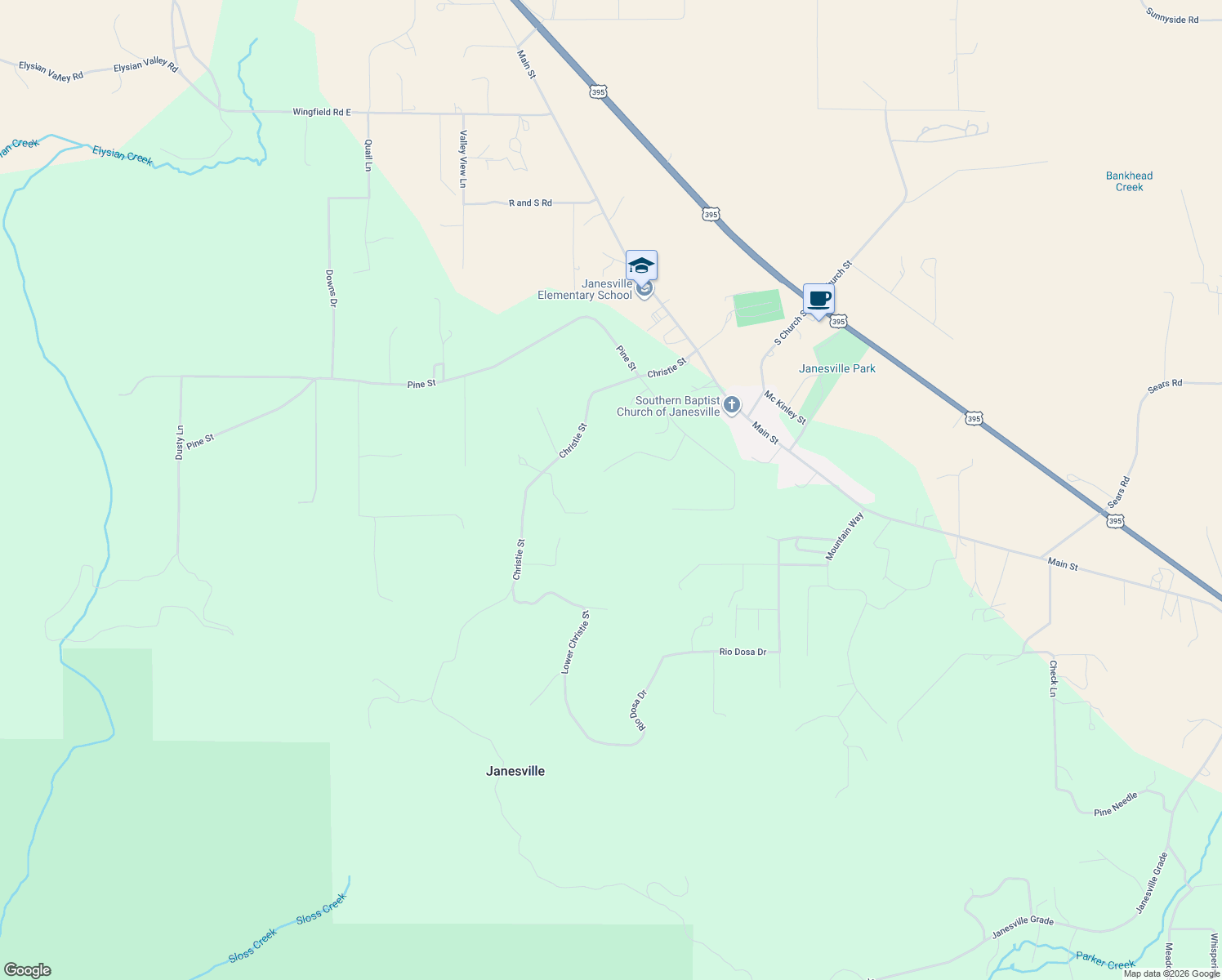 map of restaurants, bars, coffee shops, grocery stores, and more near 709-925 Pine Street in Janesville