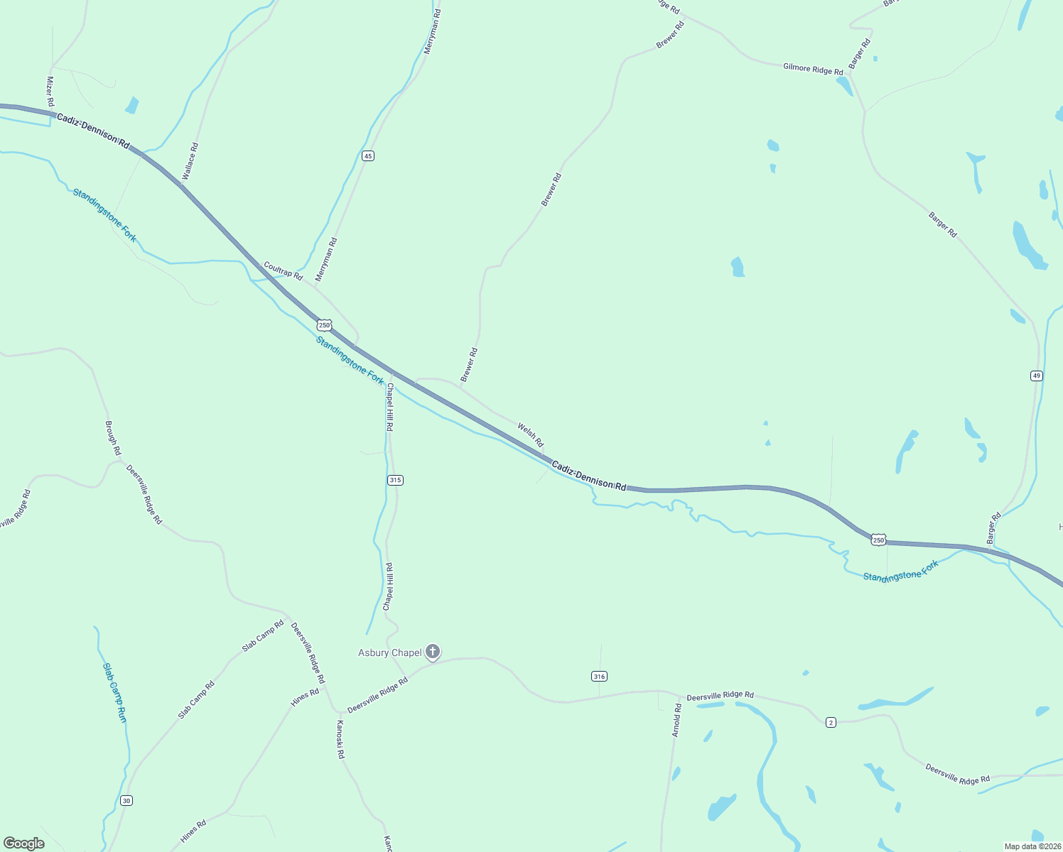 map of restaurants, bars, coffee shops, grocery stores, and more near 39500 Welsh Road in Cadiz