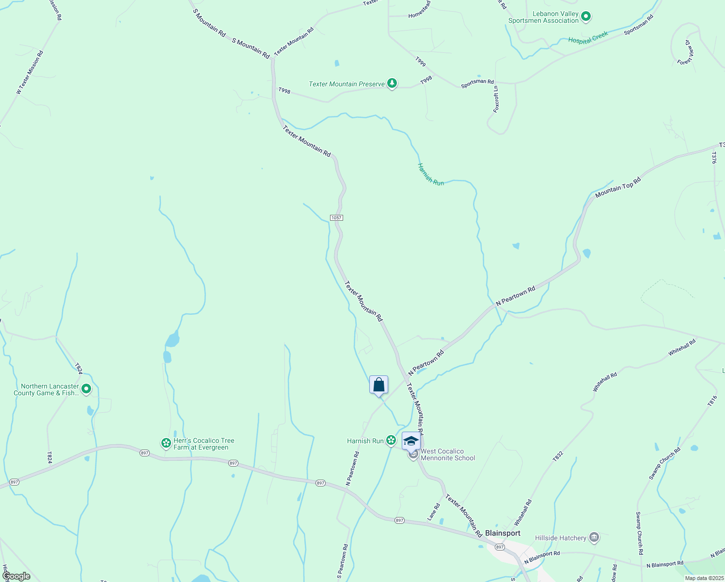 map of restaurants, bars, coffee shops, grocery stores, and more near 1 Texter Mountain Road in Reinholds