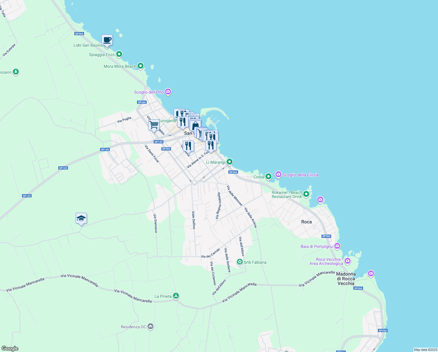 map of restaurants, bars, coffee shops, grocery stores, and more near 1 Via Vietnam in San Foca