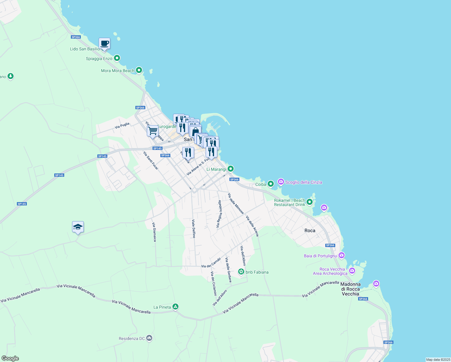 map of restaurants, bars, coffee shops, grocery stores, and more near 1 Via Vietnam in San Foca