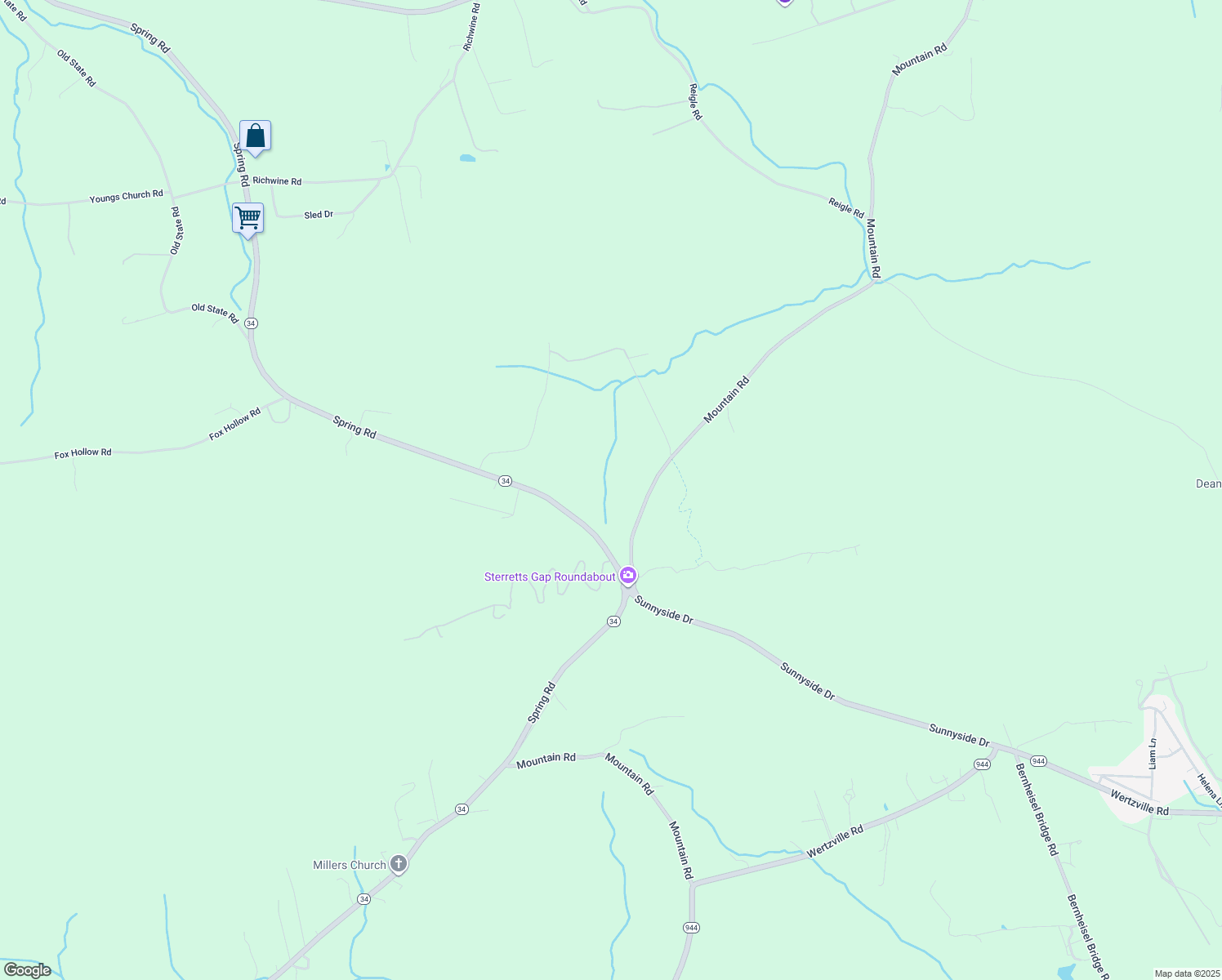 map of restaurants, bars, coffee shops, grocery stores, and more near 748 Mountain Road in Shermans Dale