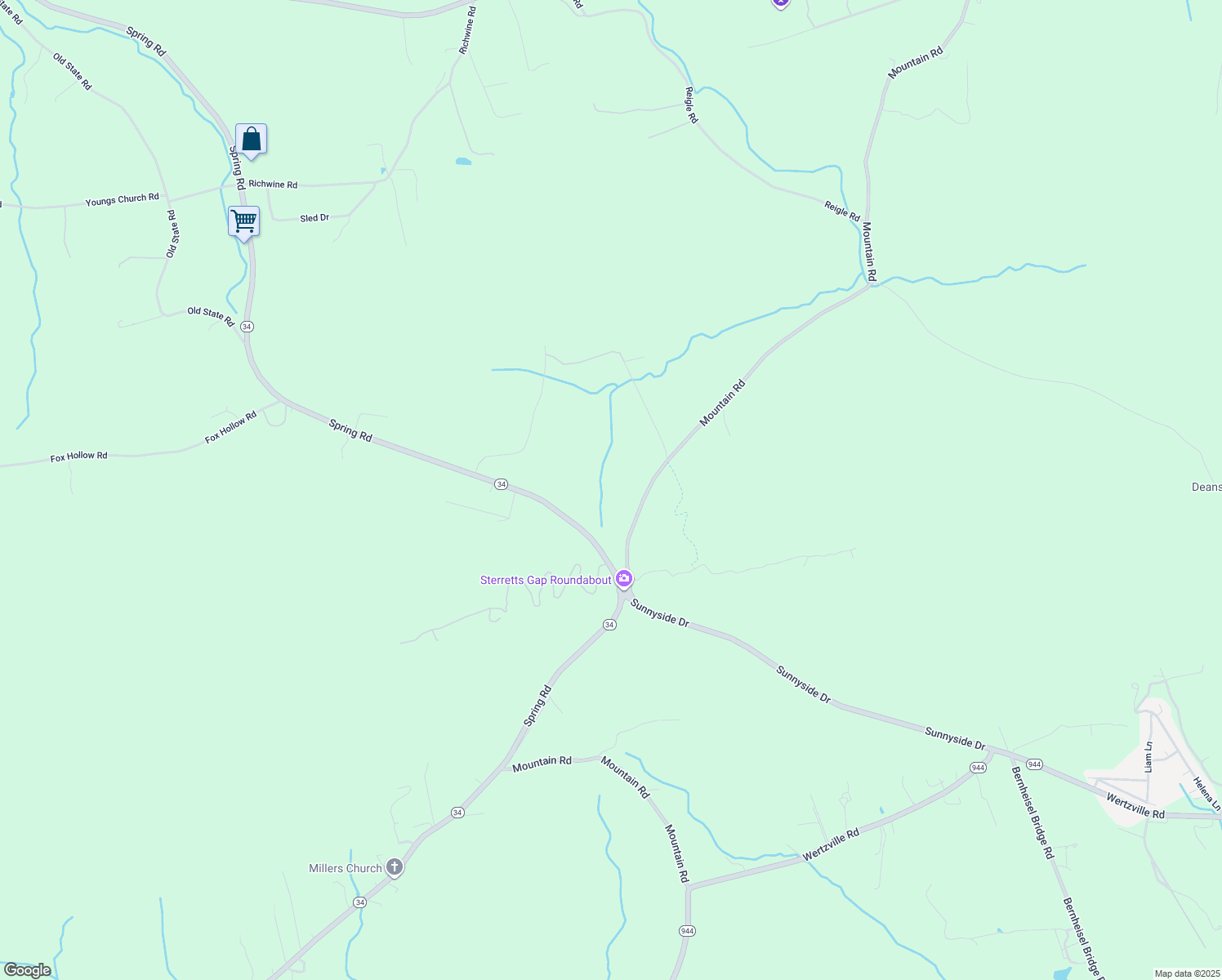 map of restaurants, bars, coffee shops, grocery stores, and more near 748 Mountain Road in Shermans Dale