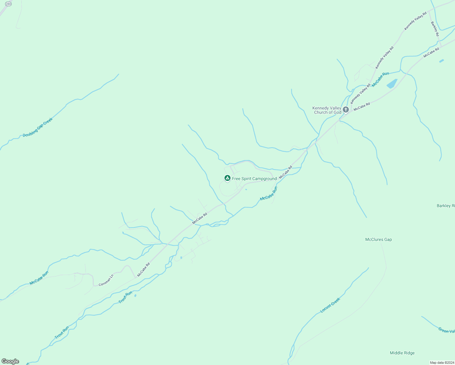map of restaurants, bars, coffee shops, grocery stores, and more near 57 Free Spirit Drive in Landisburg