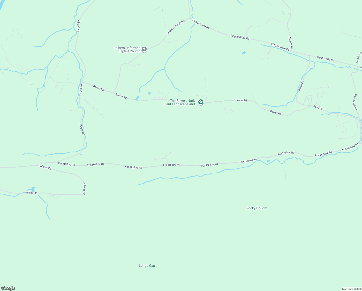 map of restaurants, bars, coffee shops, grocery stores, and more near 1245 Fox Hollow Road in Shermans Dale