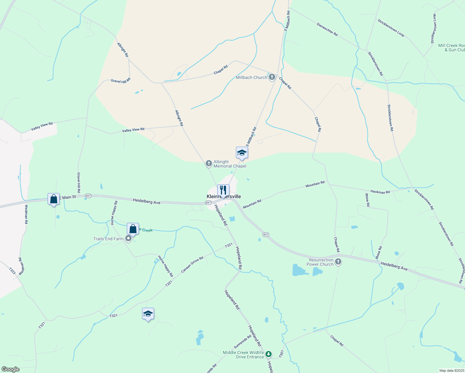 map of restaurants, bars, coffee shops, grocery stores, and more near 213 Millbach Rd in Newmanstown