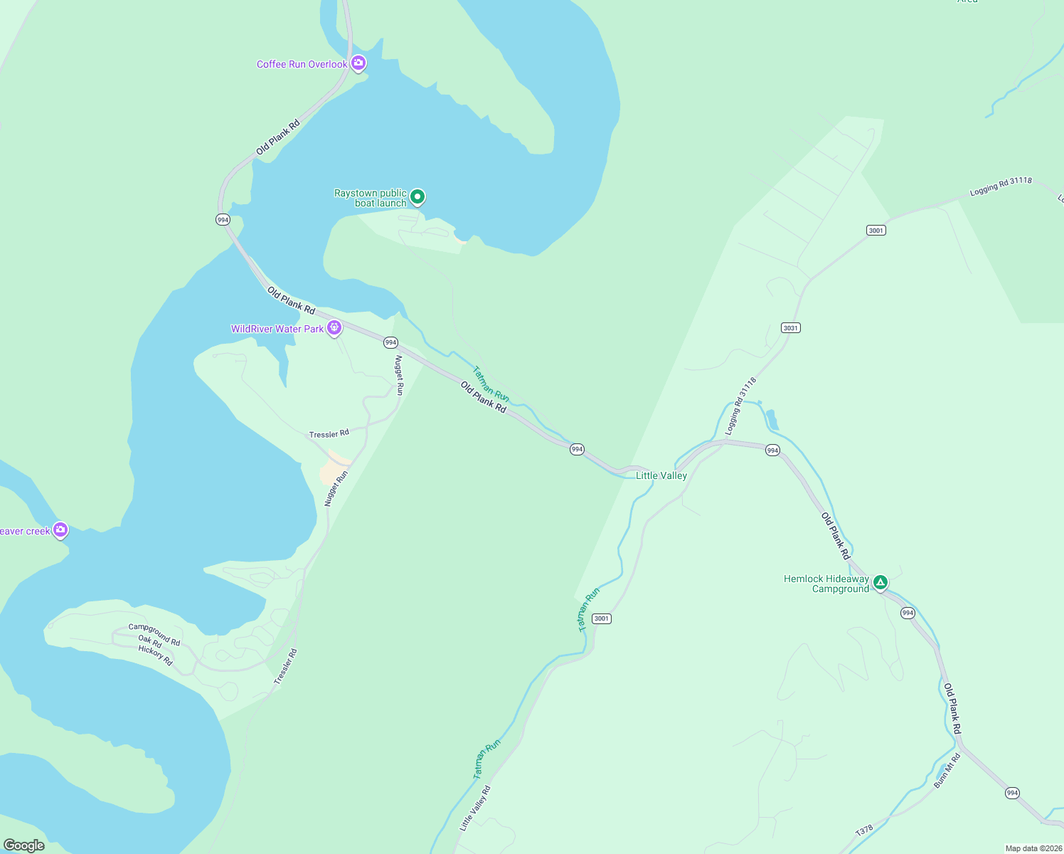 map of restaurants, bars, coffee shops, grocery stores, and more near Old Plank Road in James Creek