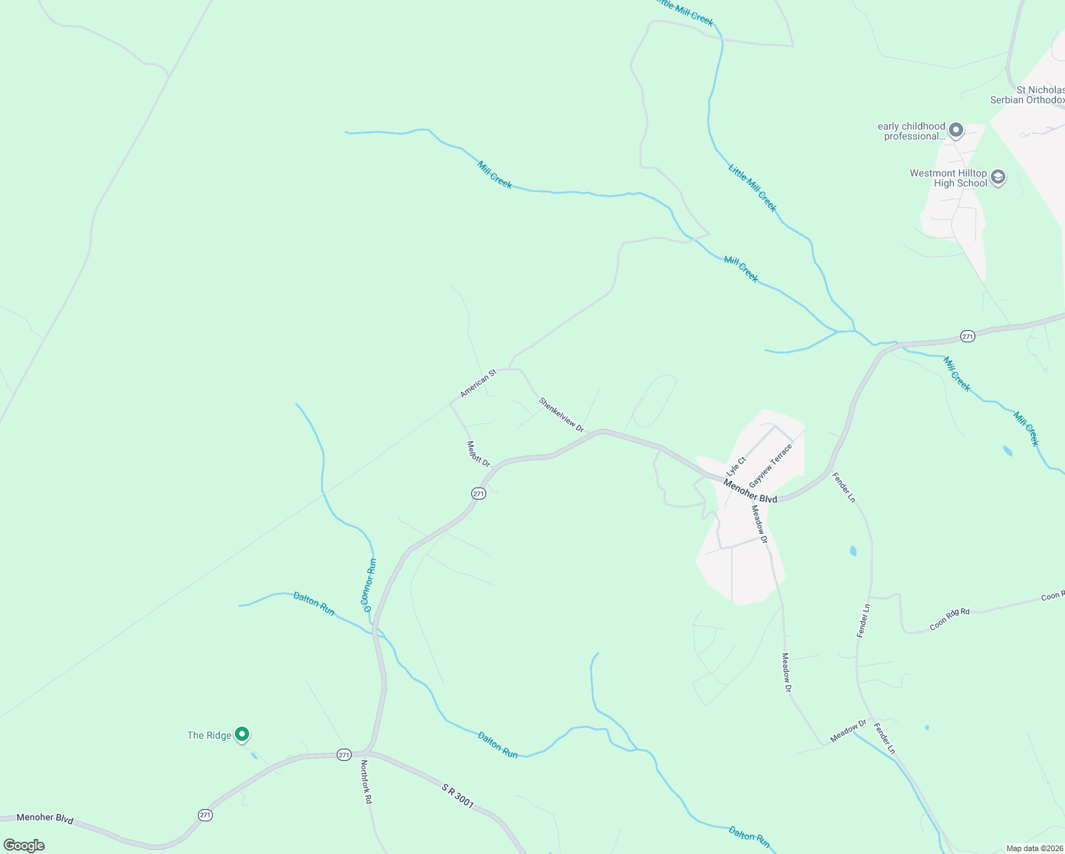 map of restaurants, bars, coffee shops, grocery stores, and more near 124 Westview Drive in Johnstown