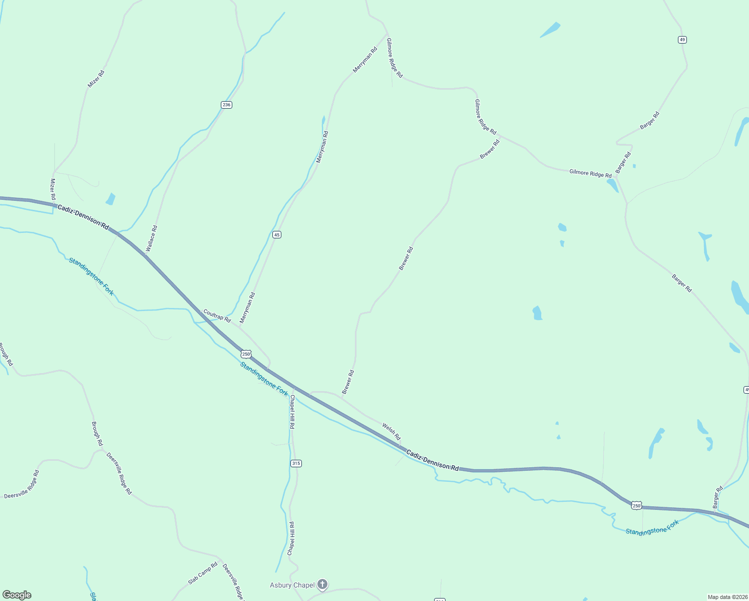 map of restaurants, bars, coffee shops, grocery stores, and more near 39500 Welsh Road in Cadiz