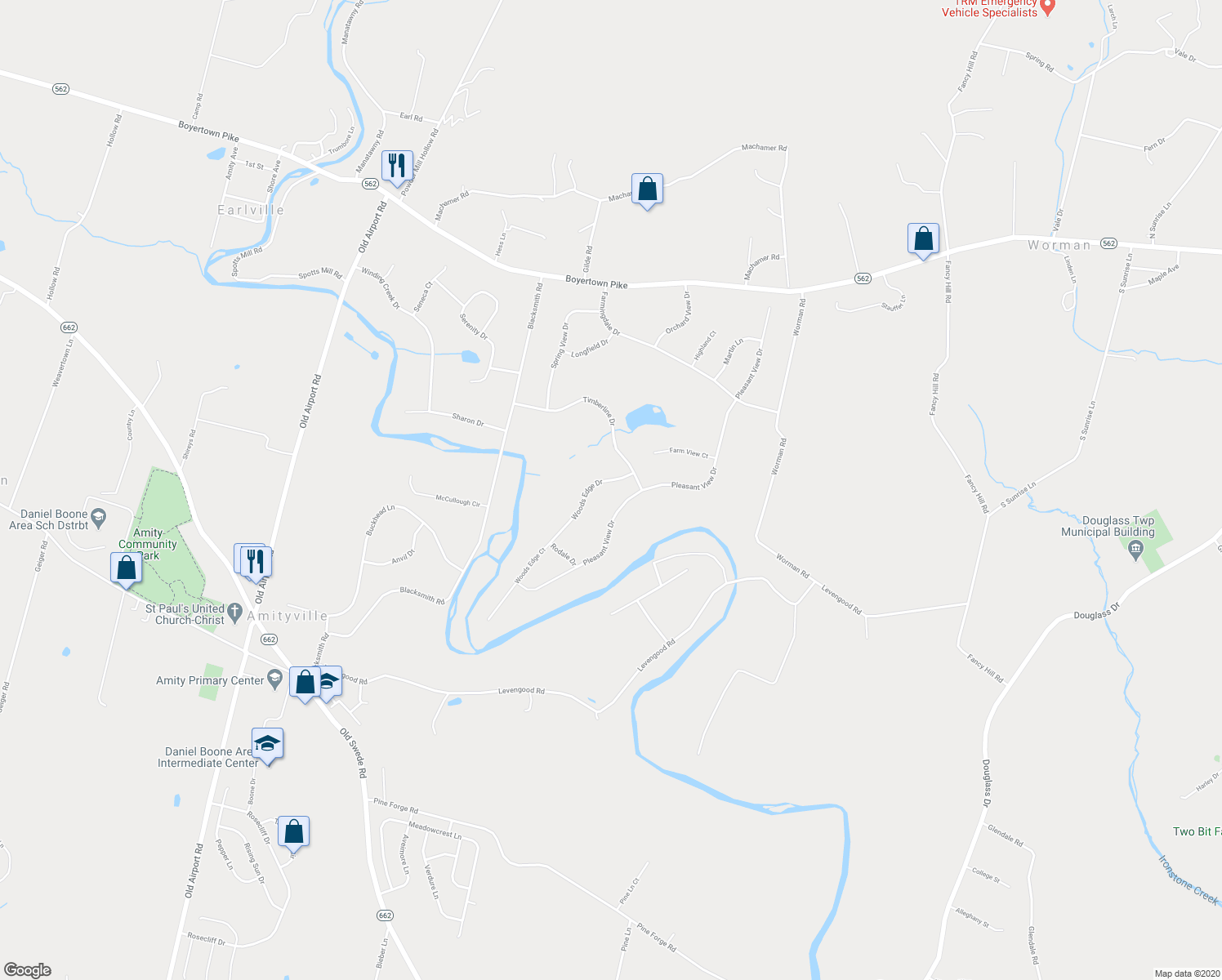 map of restaurants, bars, coffee shops, grocery stores, and more near 320 Woods Edge Dr in Douglassville