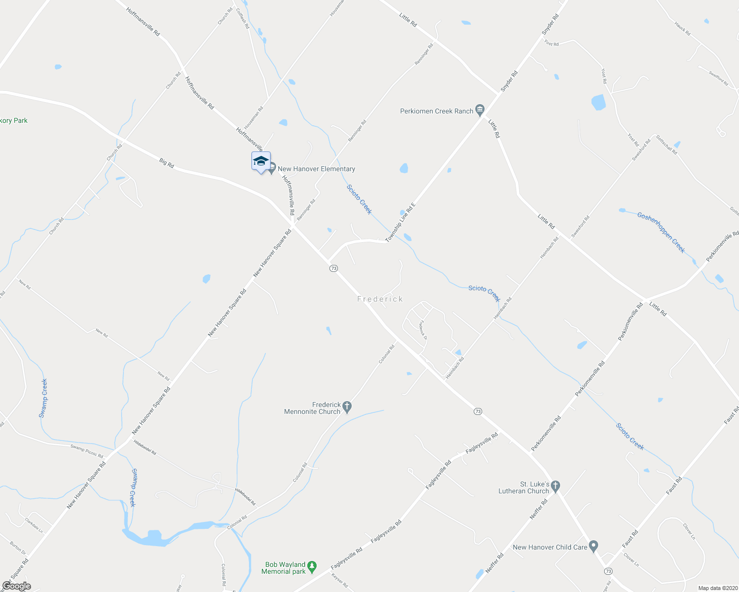 map of restaurants, bars, coffee shops, grocery stores, and more near 2739 Big Road in Frederick