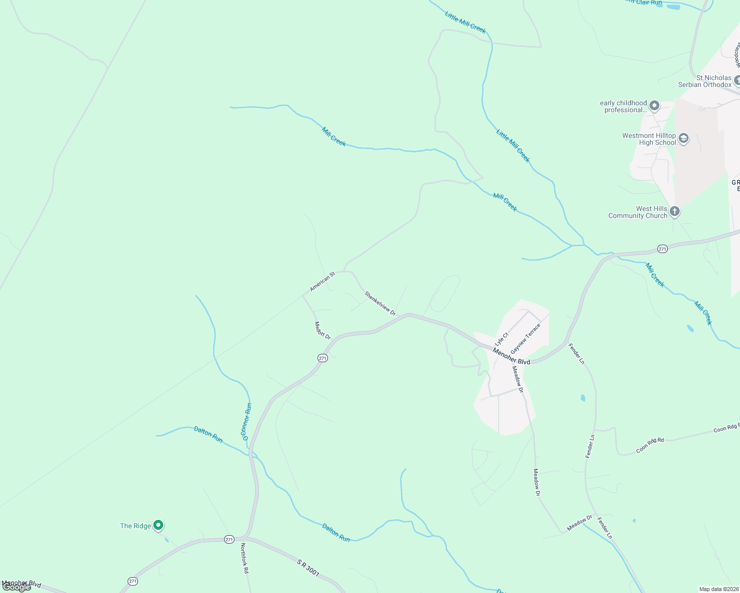 map of restaurants, bars, coffee shops, grocery stores, and more near 100-198 Shenkelview Dr in Johnstown