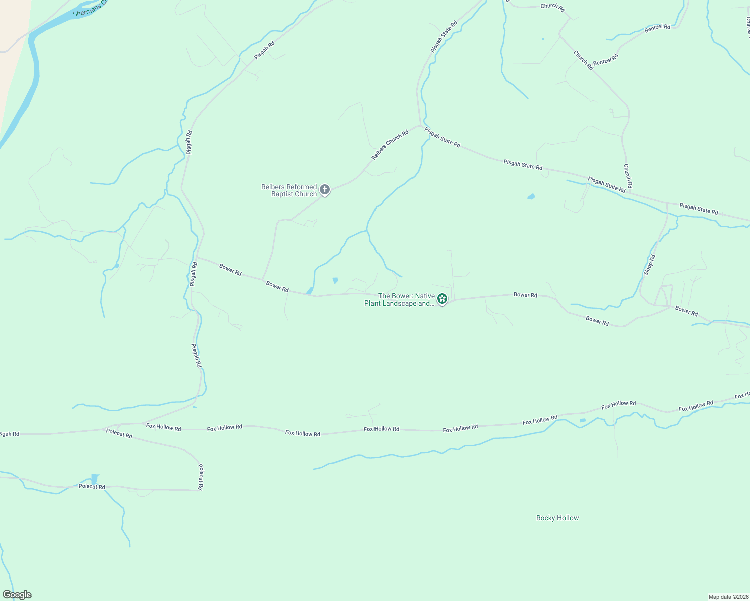 map of restaurants, bars, coffee shops, grocery stores, and more near 1295 Bower Road in Shermans Dale