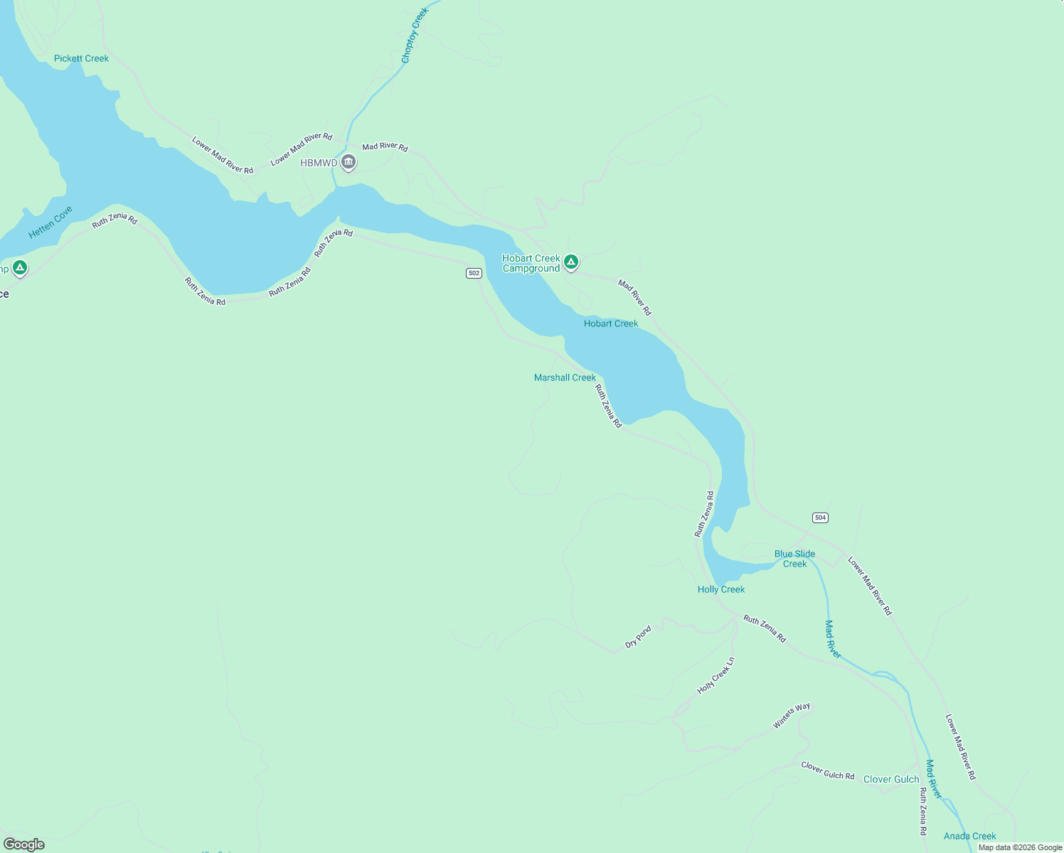 map of restaurants, bars, coffee shops, grocery stores, and more near Marshall Creek Road in Ruth