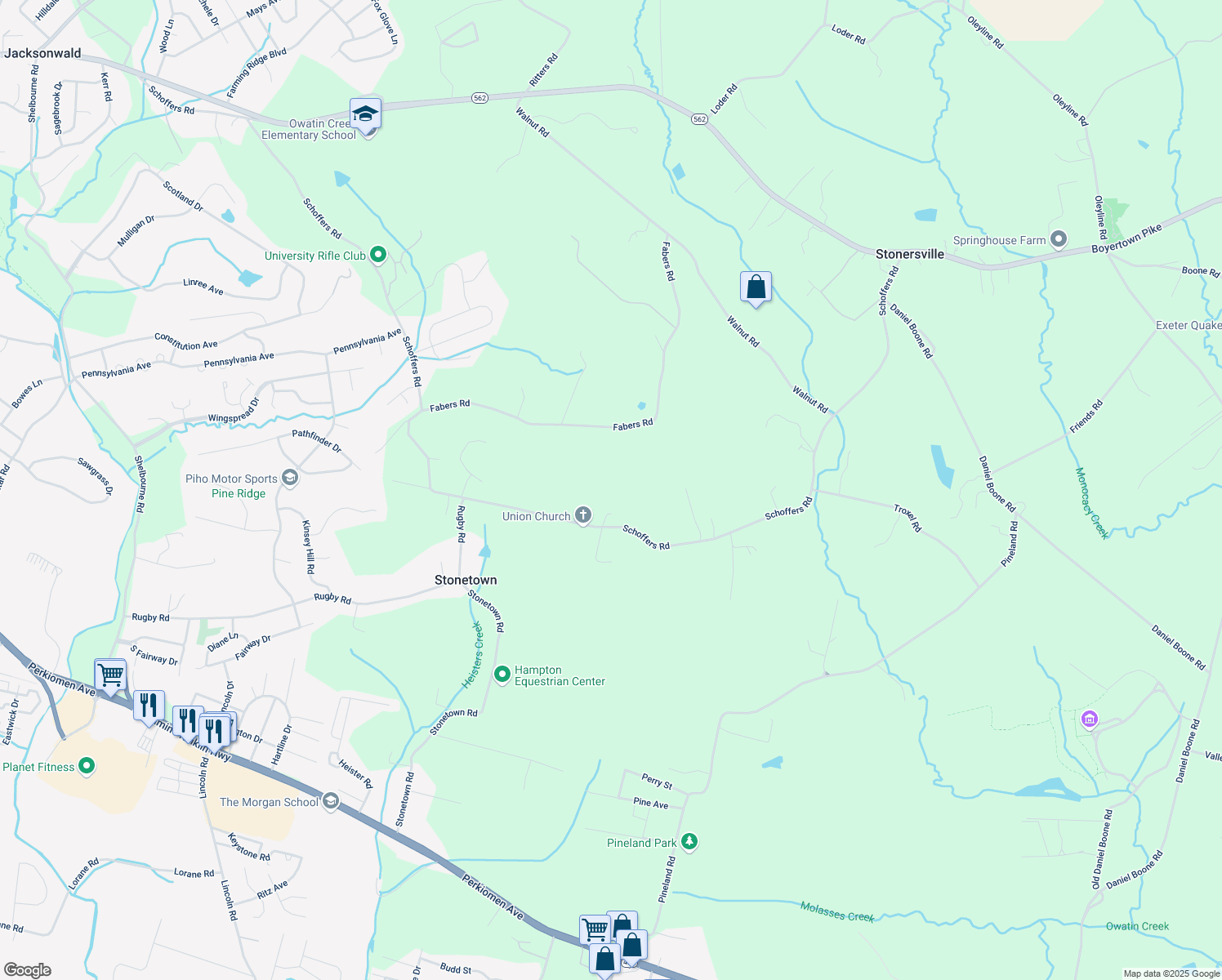 map of restaurants, bars, coffee shops, grocery stores, and more near 1130 Schoffers Rd in Birdsboro