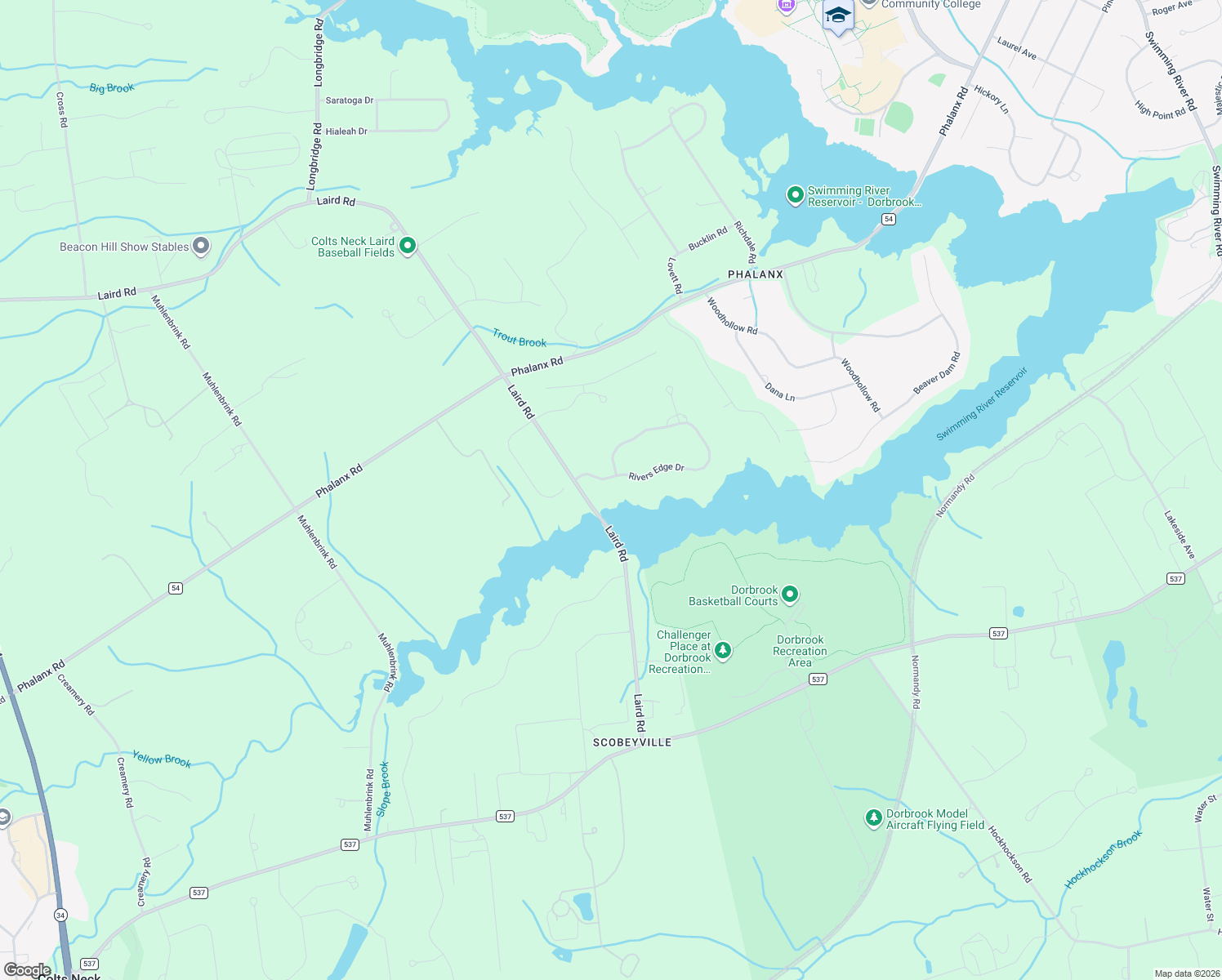 map of restaurants, bars, coffee shops, grocery stores, and more near 4 Rivers Edge Drive in Colts Neck