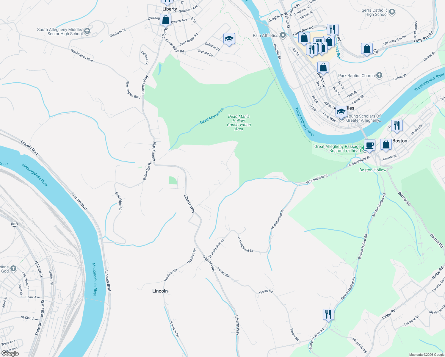 map of restaurants, bars, coffee shops, grocery stores, and more near 75 Calhoun Road in Elizabeth