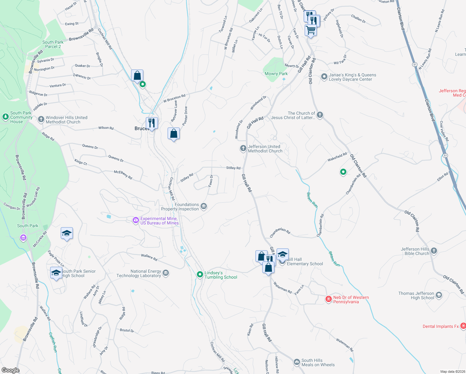 map of restaurants, bars, coffee shops, grocery stores, and more near 129 Dale Street in Clairton