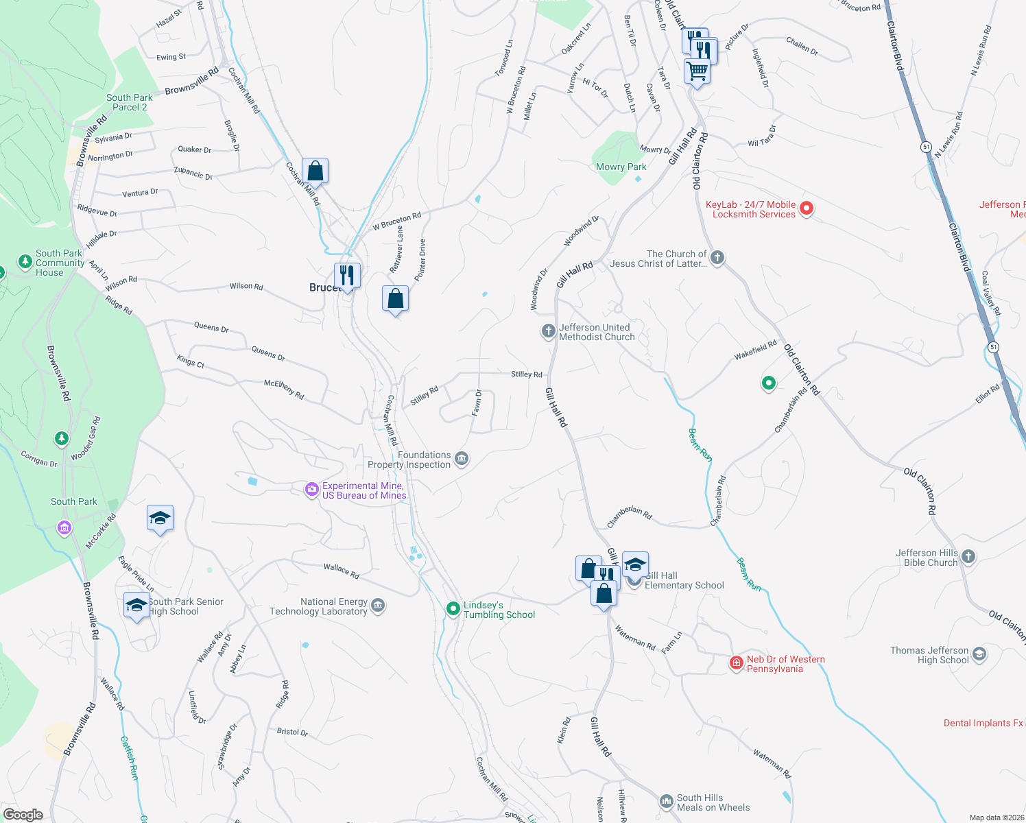 map of restaurants, bars, coffee shops, grocery stores, and more near 116 Dale Street in Clairton