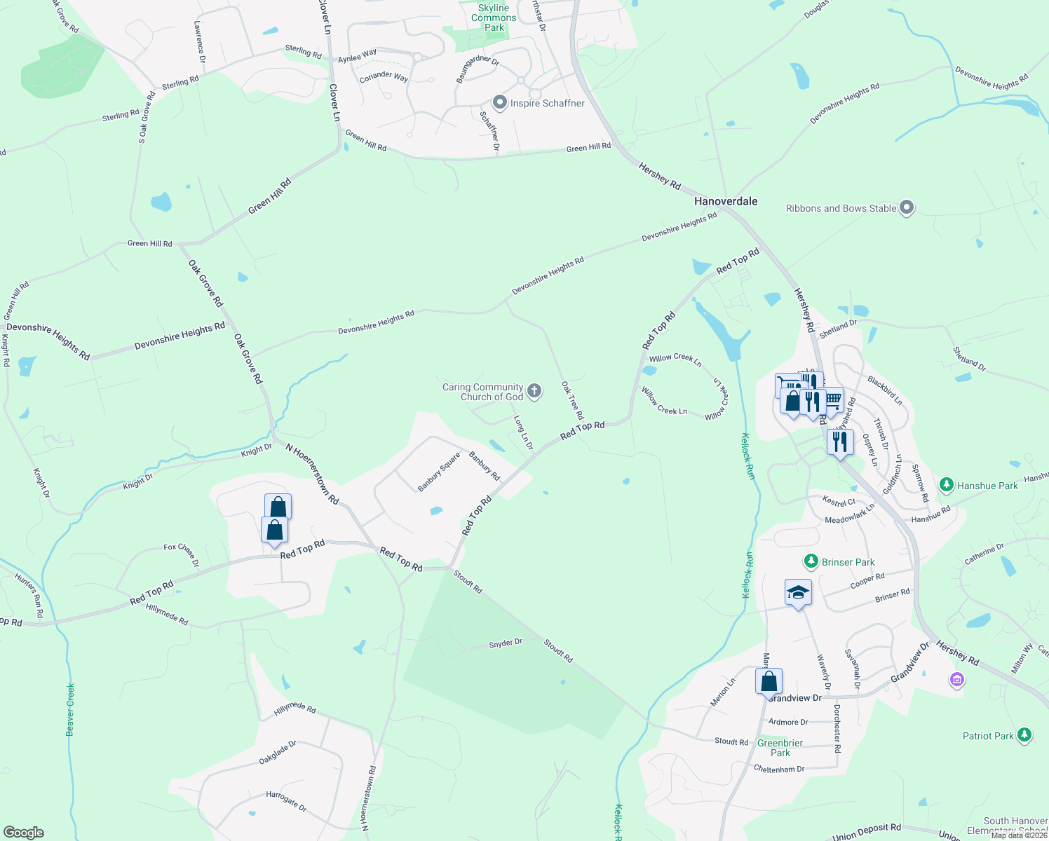 map of restaurants, bars, coffee shops, grocery stores, and more near 11 Long Ln Dr in Hummelstown
