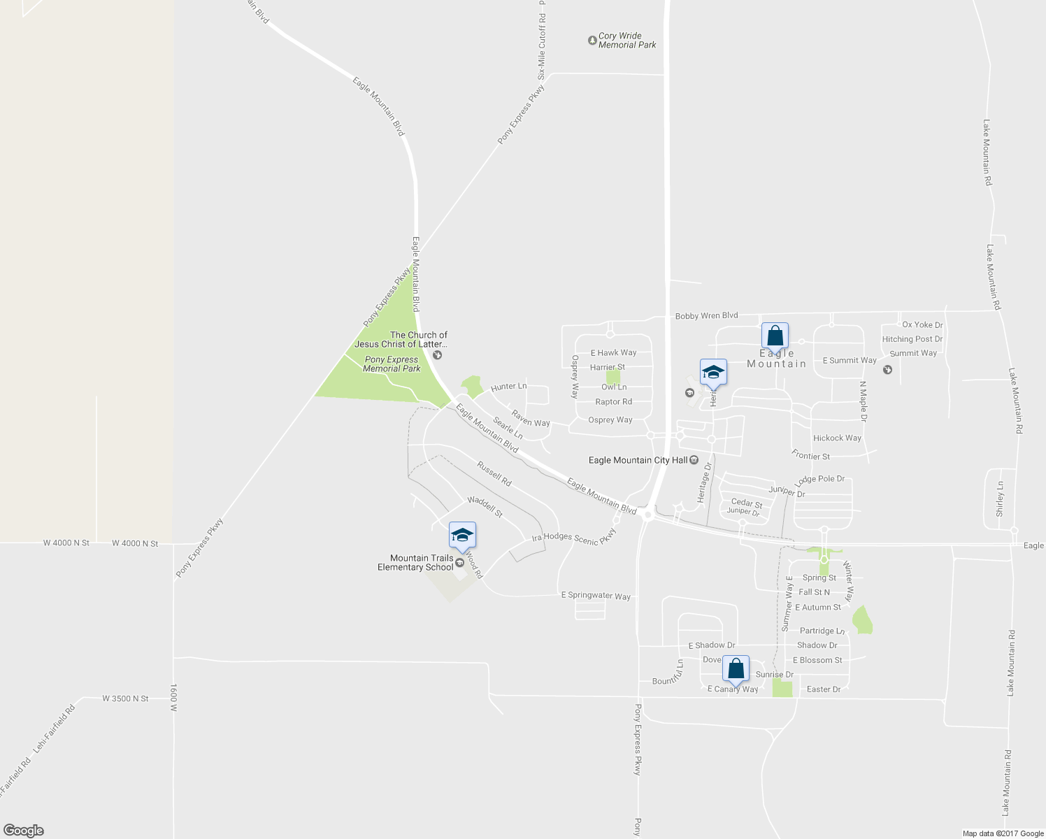 map of restaurants, bars, coffee shops, grocery stores, and more near 1161 Raven Way in Eagle Mountain