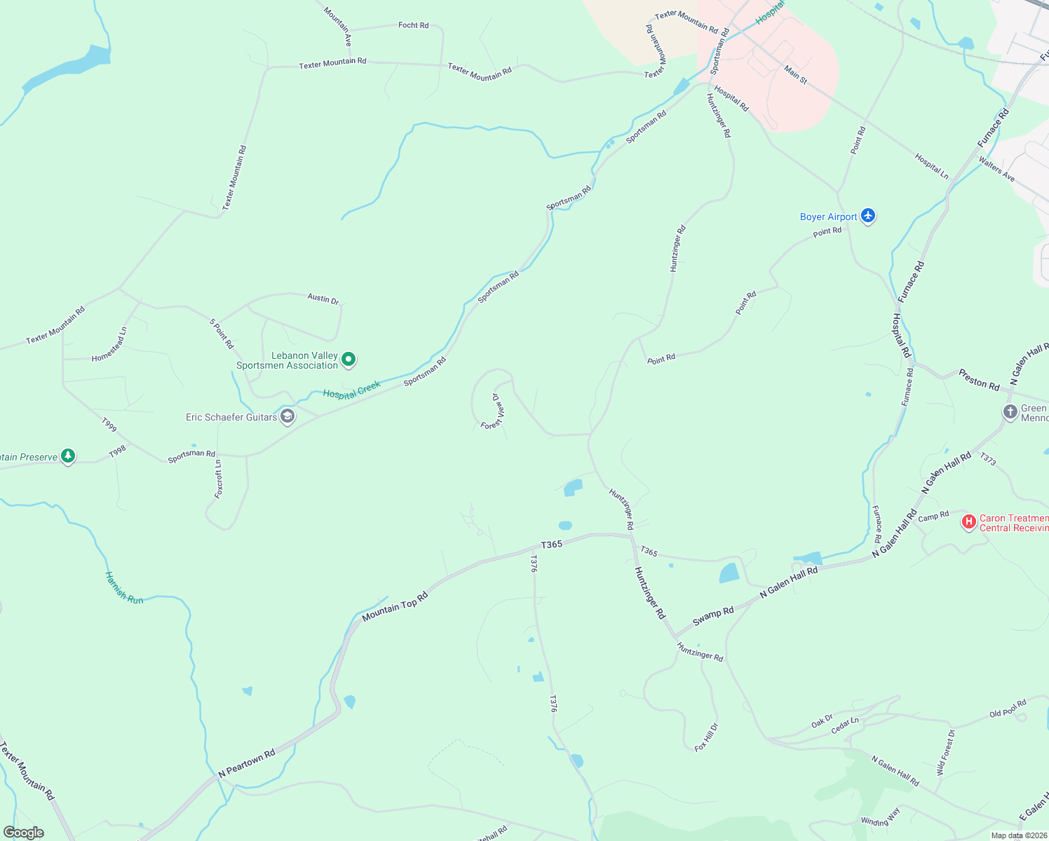map of restaurants, bars, coffee shops, grocery stores, and more near 21 Lookout Drive in Wernersville