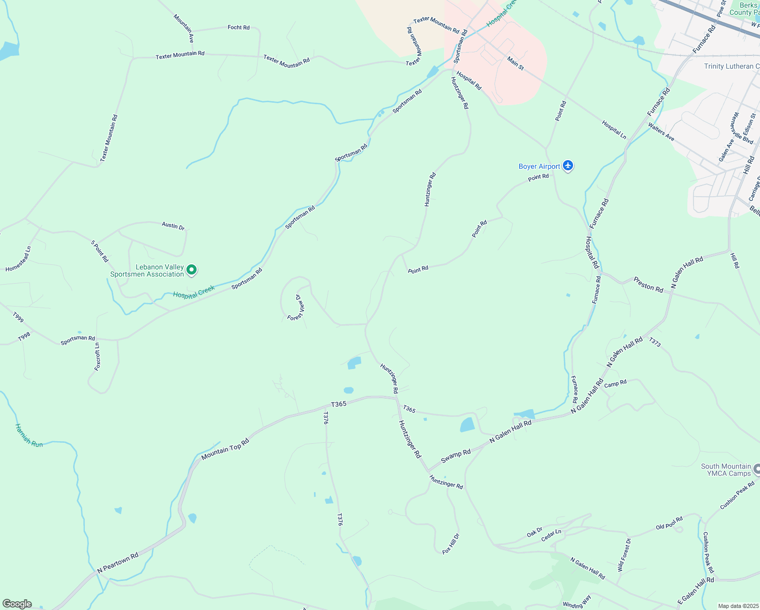 map of restaurants, bars, coffee shops, grocery stores, and more near 374 Huntzinger Rd in Wernersville