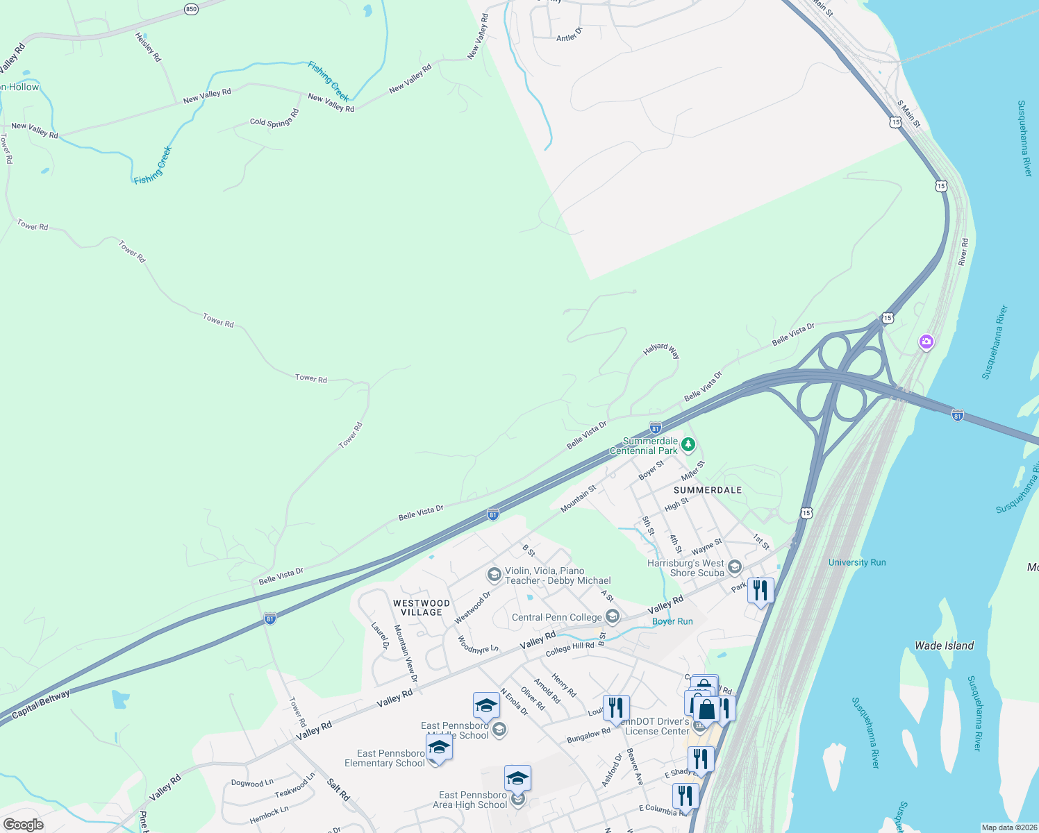 map of restaurants, bars, coffee shops, grocery stores, and more near 741 Trail Lane in Enola