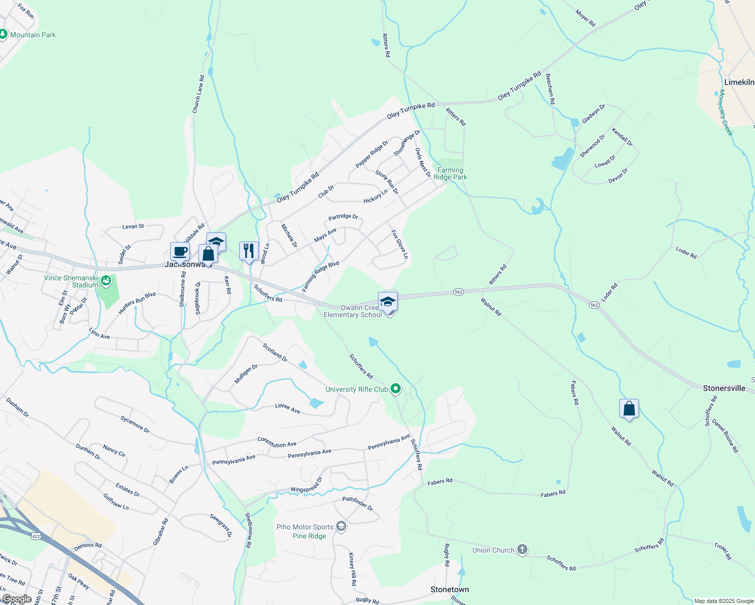 map of restaurants, bars, coffee shops, grocery stores, and more near 5000 Boyertown Pike in Reading