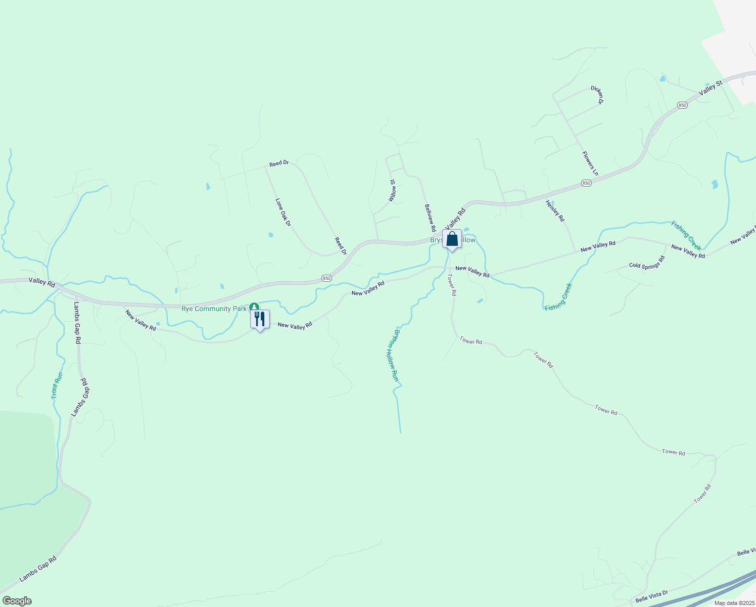 map of restaurants, bars, coffee shops, grocery stores, and more near 1606 New Valley Road in Marysville