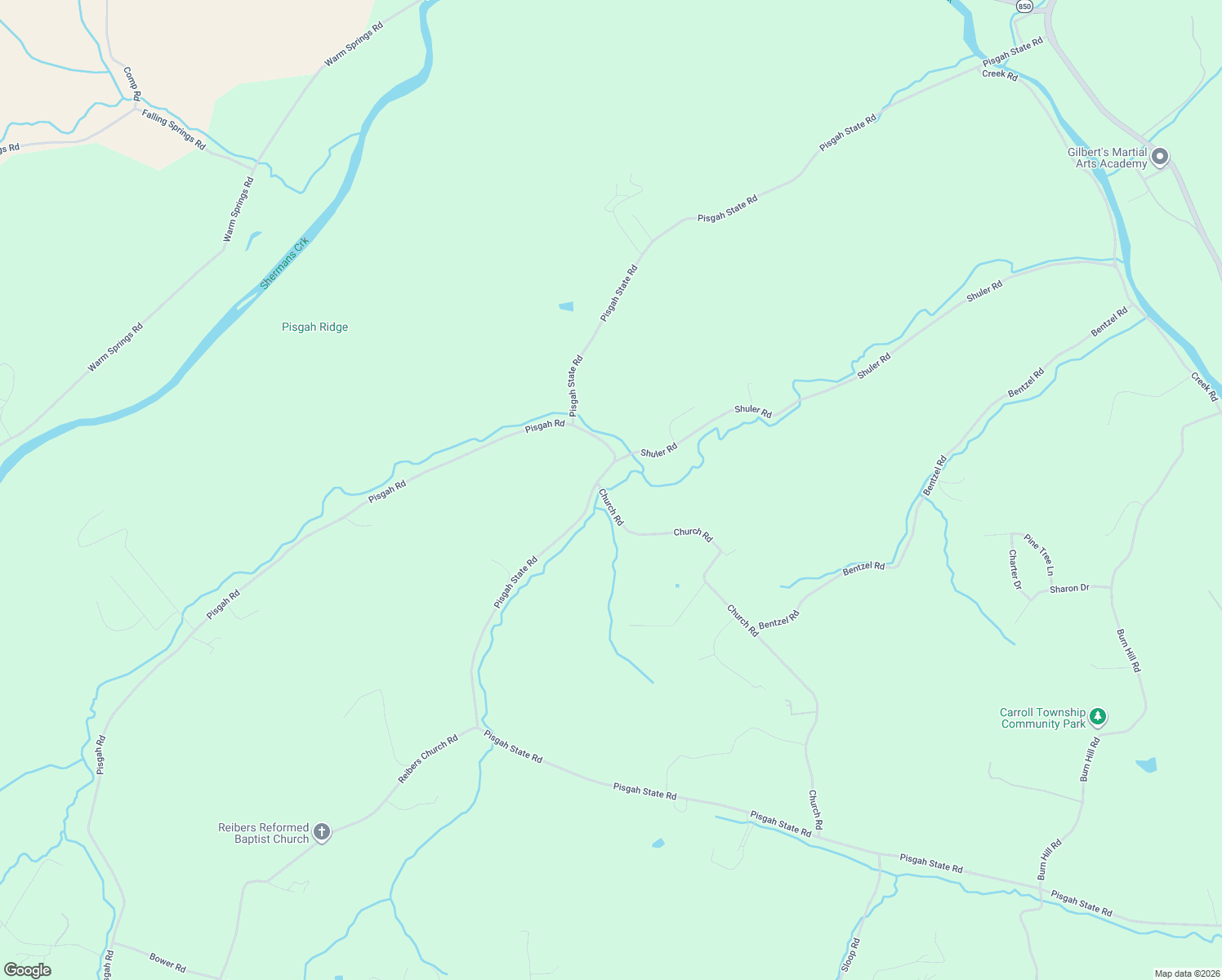 map of restaurants, bars, coffee shops, grocery stores, and more near 296 Church Road in Shermans Dale