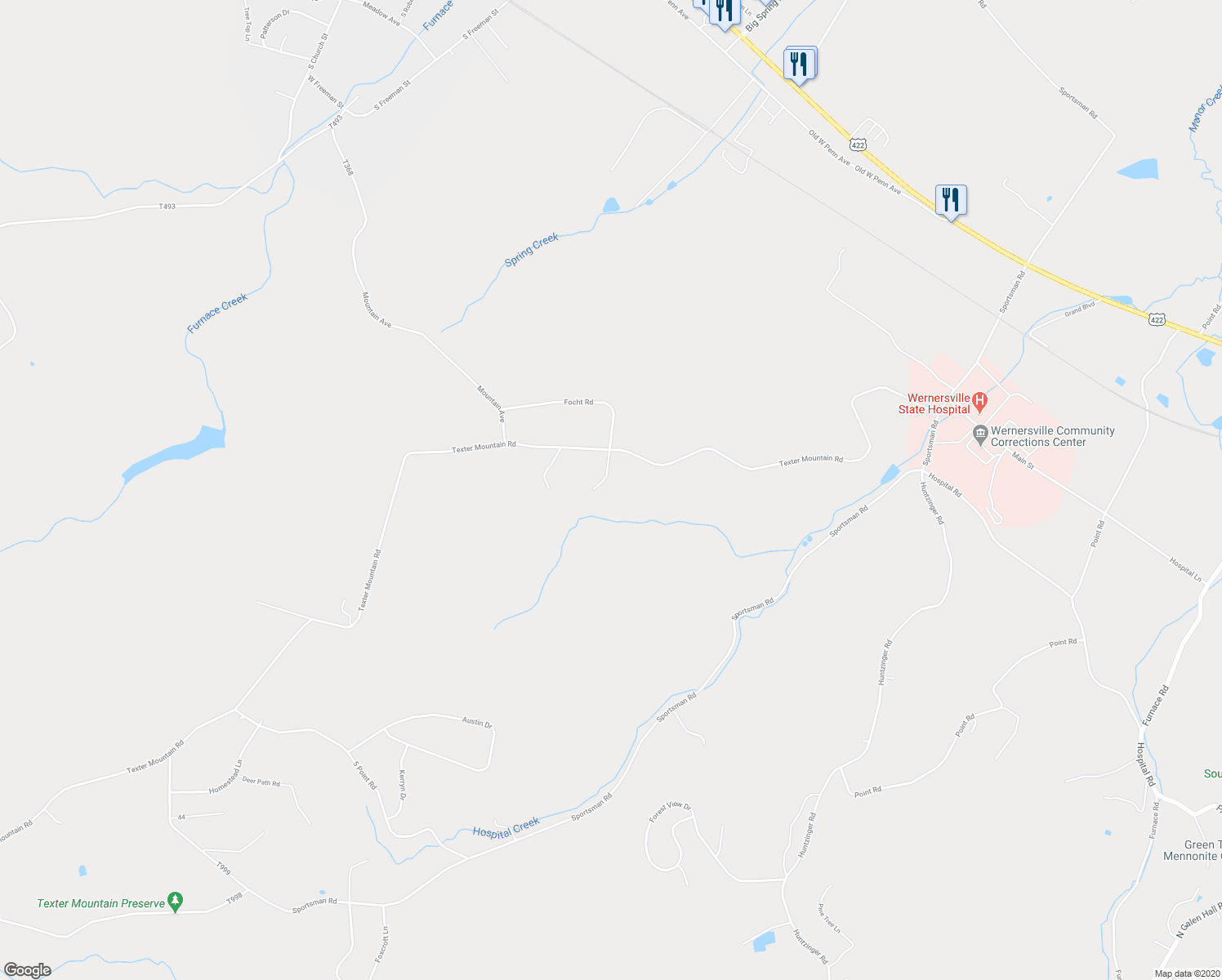 map of restaurants, bars, coffee shops, grocery stores, and more near 113 Goldsborough Road in Robesonia