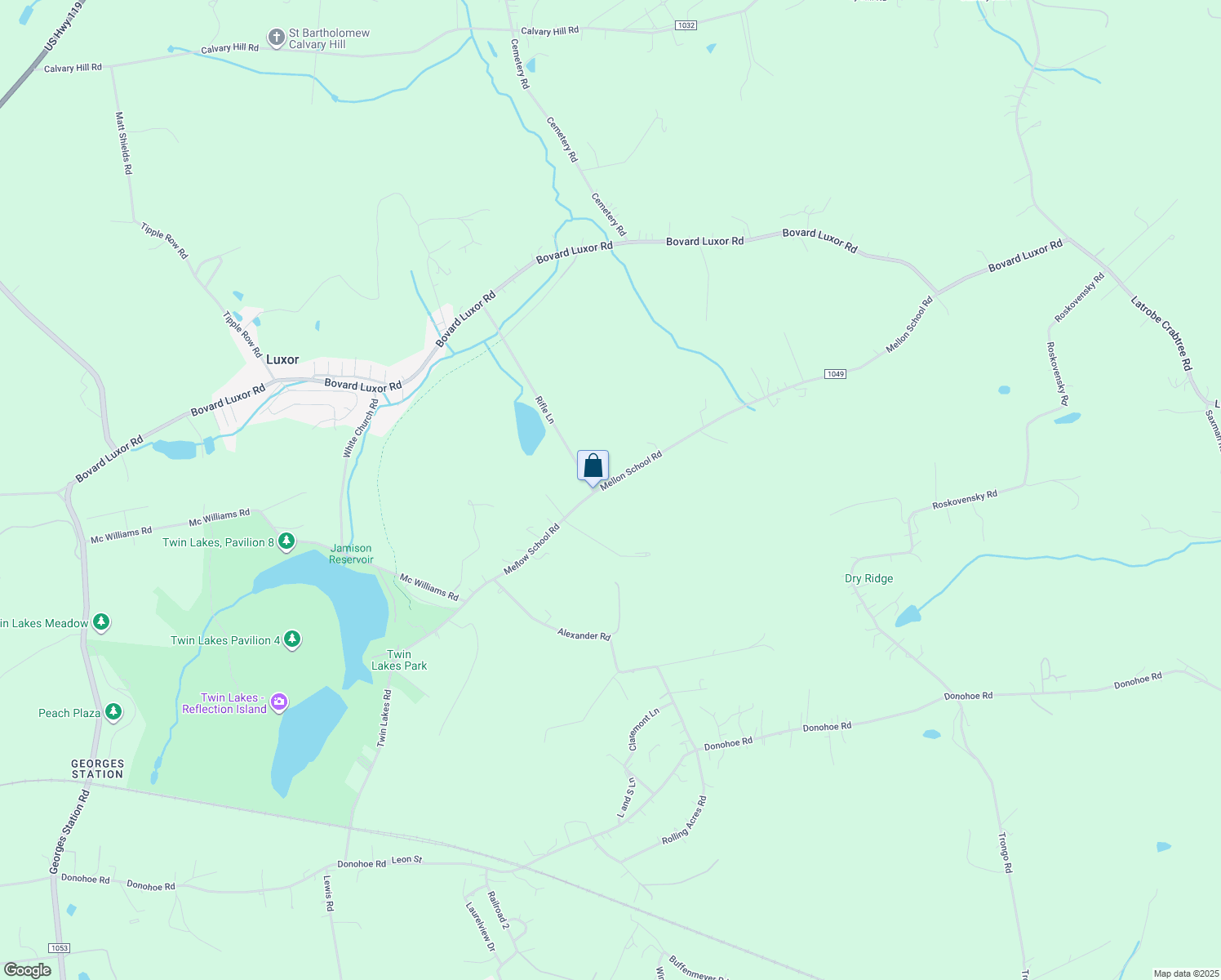 map of restaurants, bars, coffee shops, grocery stores, and more near 372 Twin Lakes Rd in Latrobe