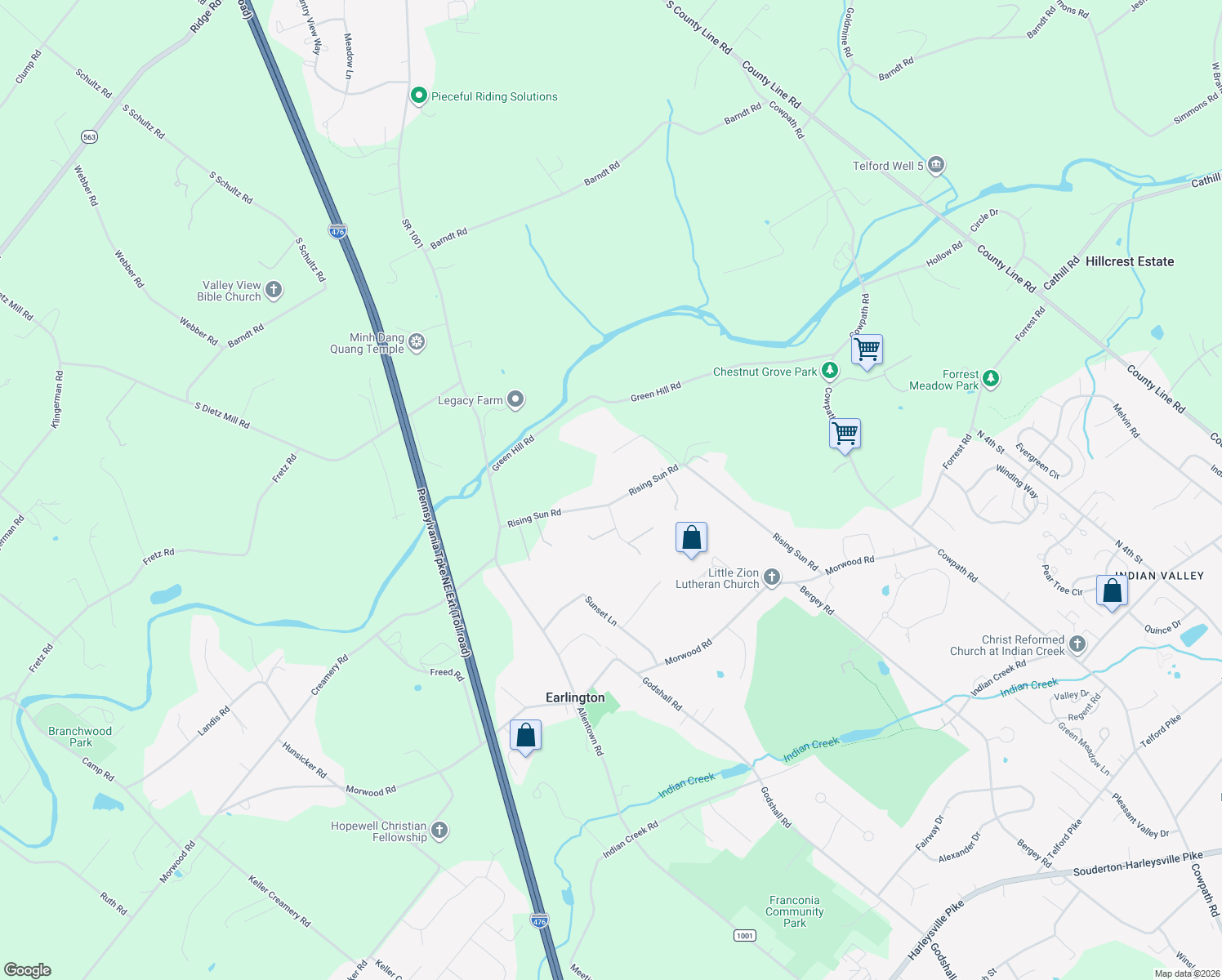map of restaurants, bars, coffee shops, grocery stores, and more near 873 Rising Sun Rd in Telford