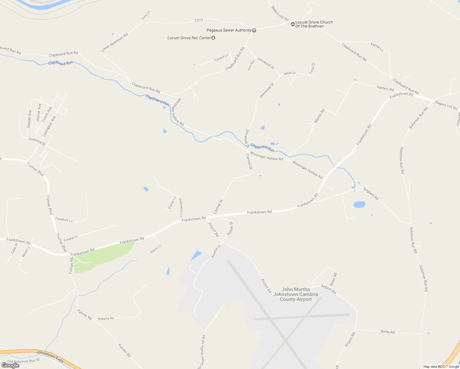 map of restaurants, bars, coffee shops, grocery stores, and more near Carmel Street in Johnstown